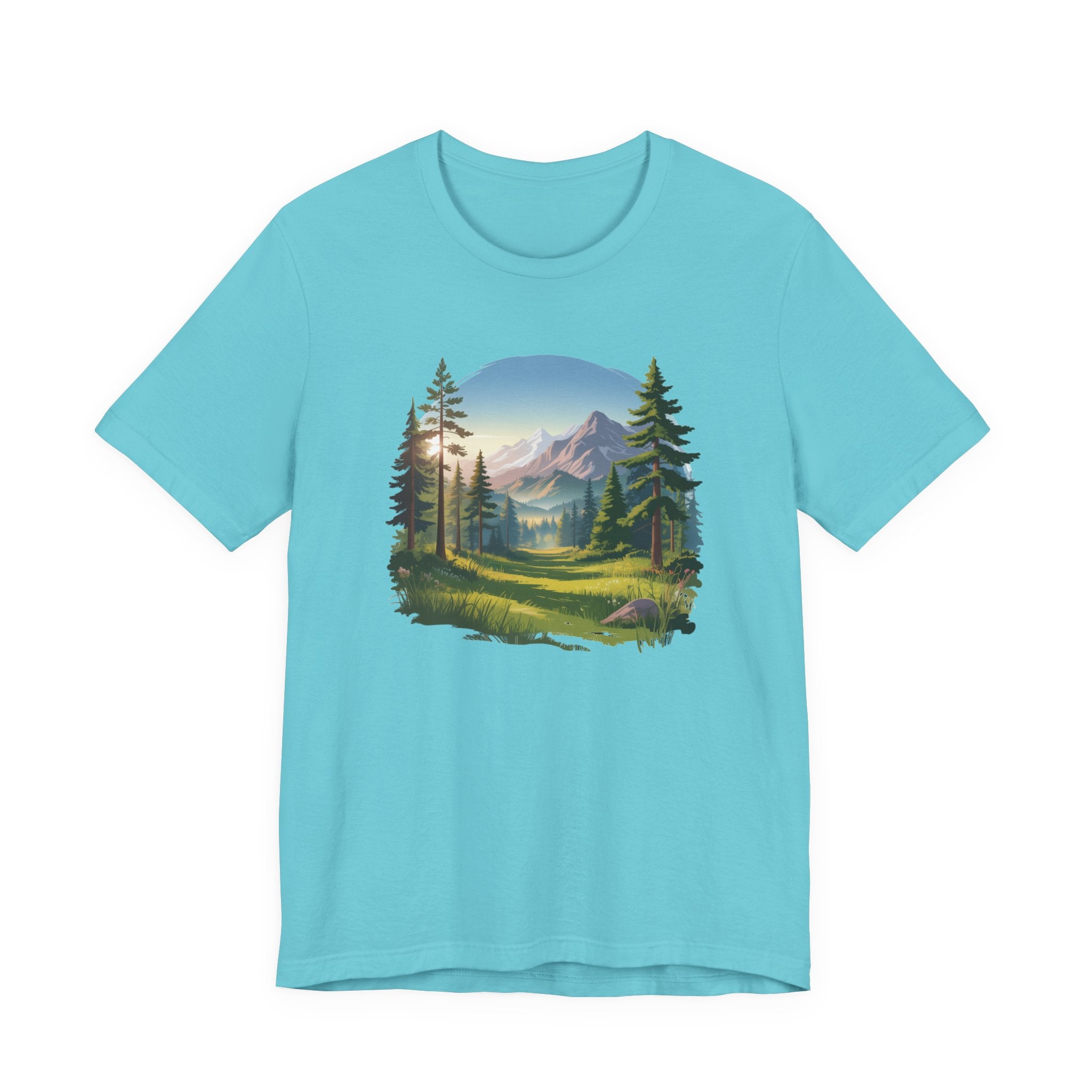 Bella+Canvas Unisex Jersery Short Sleeve Tee Mountain Woodland Design
