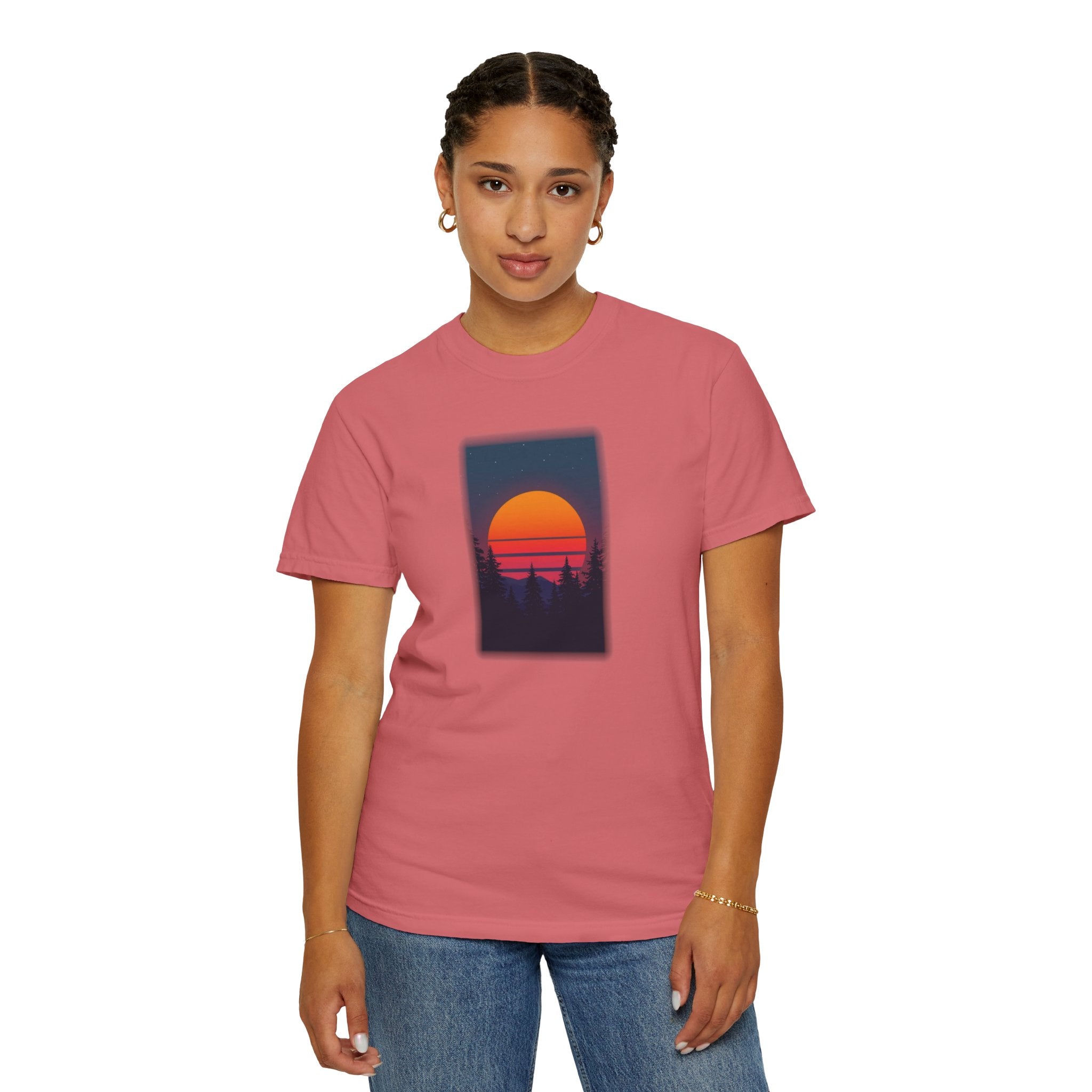 Comfort Colors® Garment-Dyed Short Sleeve Tee Graphic design-Retro Conifer Sunset