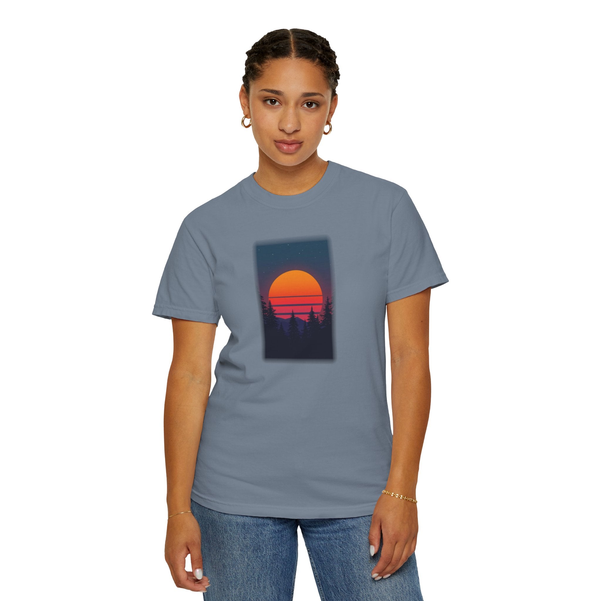 Comfort Colors® Garment-Dyed Short Sleeve Tee Graphic design-Retro Conifer Sunset