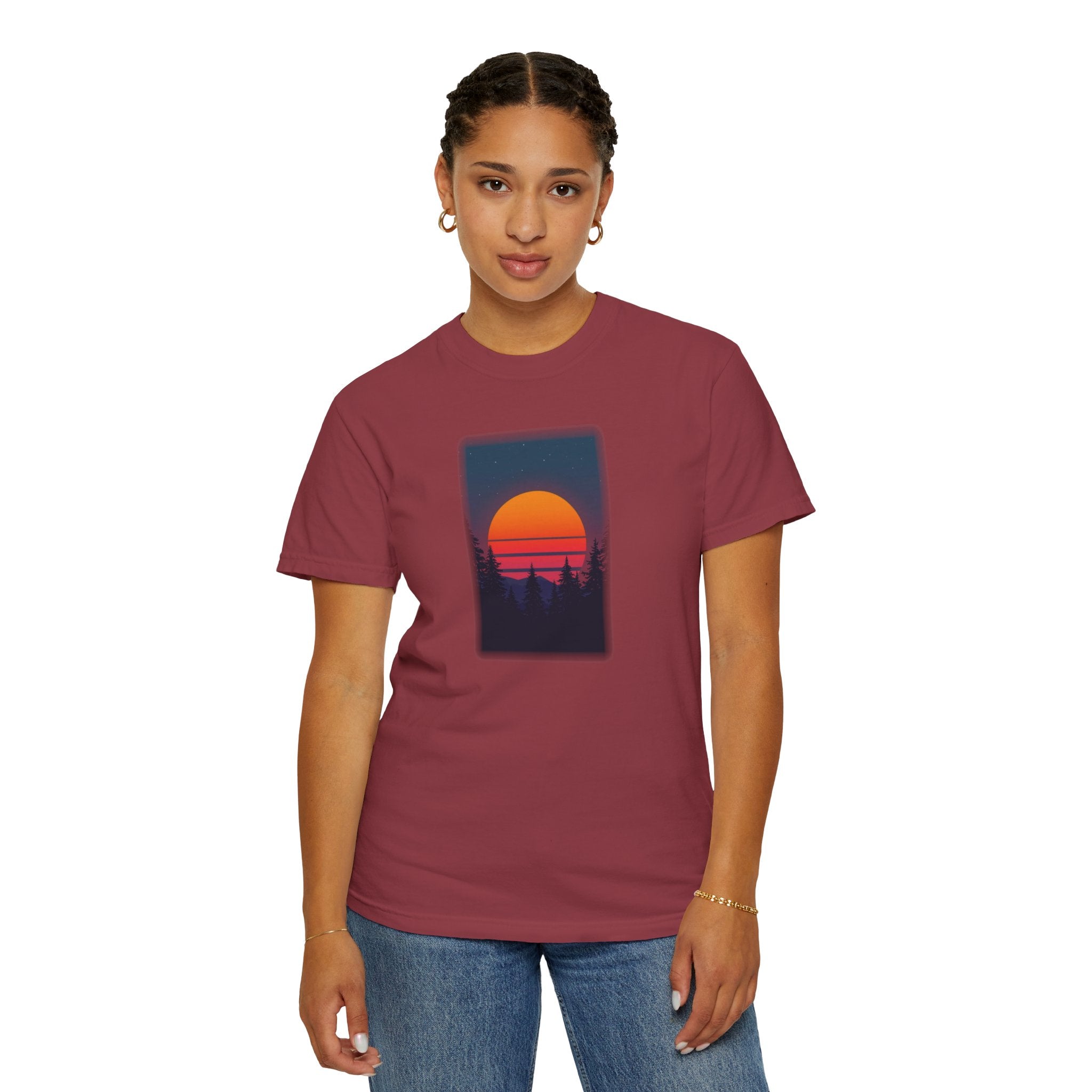 Comfort Colors® Garment-Dyed Short Sleeve Tee Graphic design-Retro Conifer Sunset