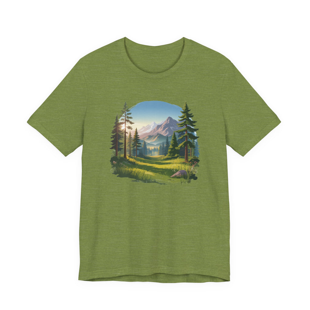 Bella+Canvas Unisex Jersery Short Sleeve Tee Mountain Woodland Design