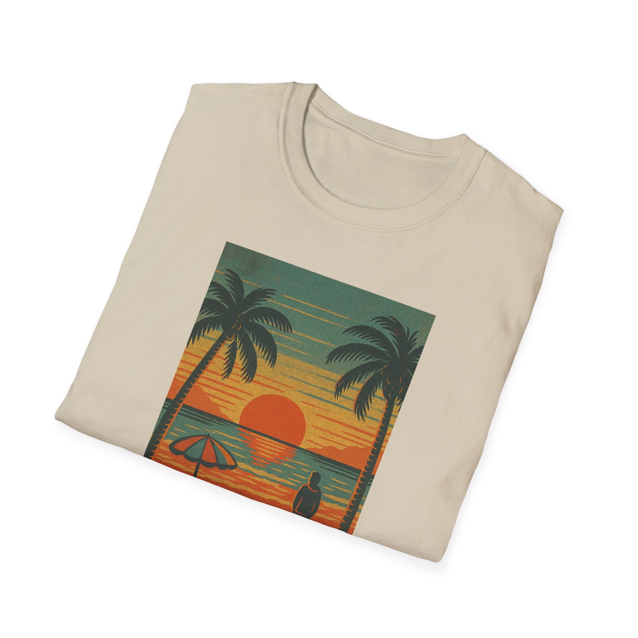 Gildan Unisex Softstyle® T-Shirt Retro Beach Sunset