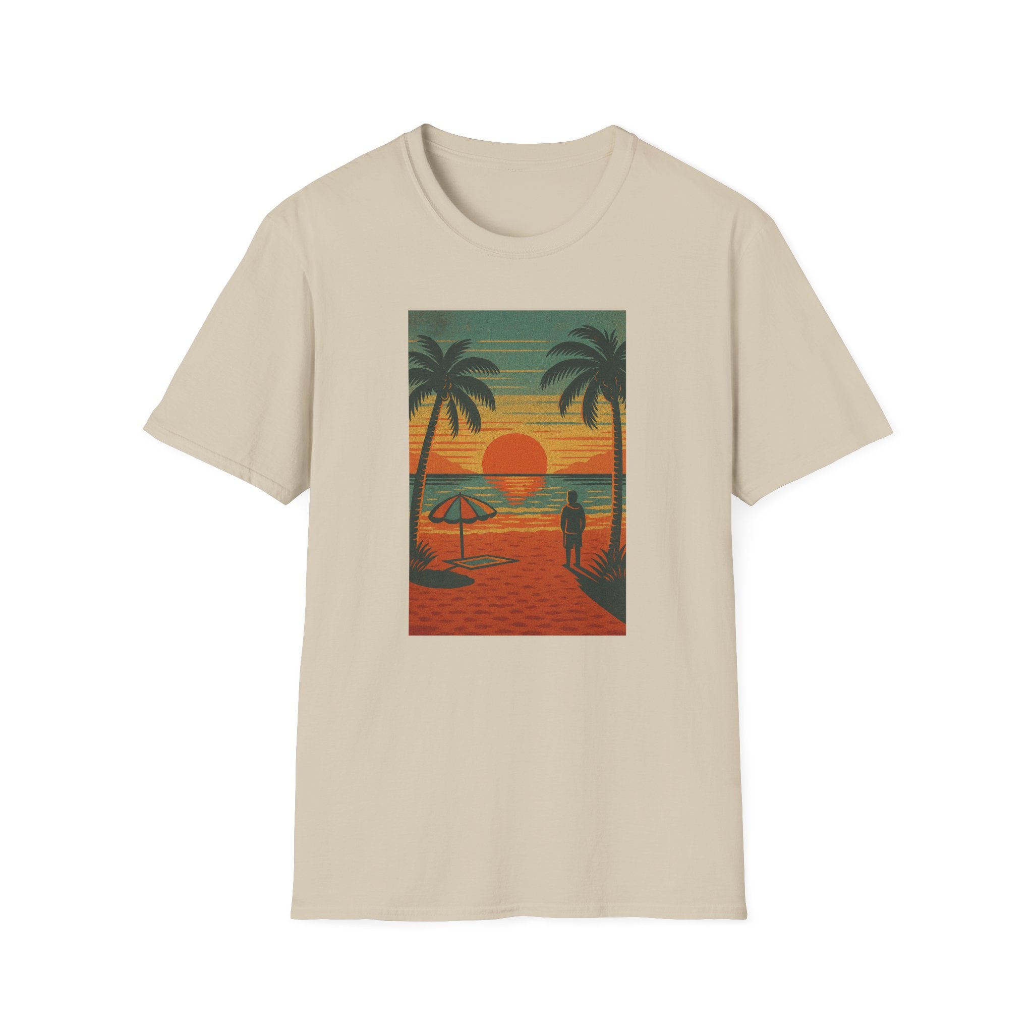 Gildan Unisex Softstyle® T-Shirt Retro Beach Sunset