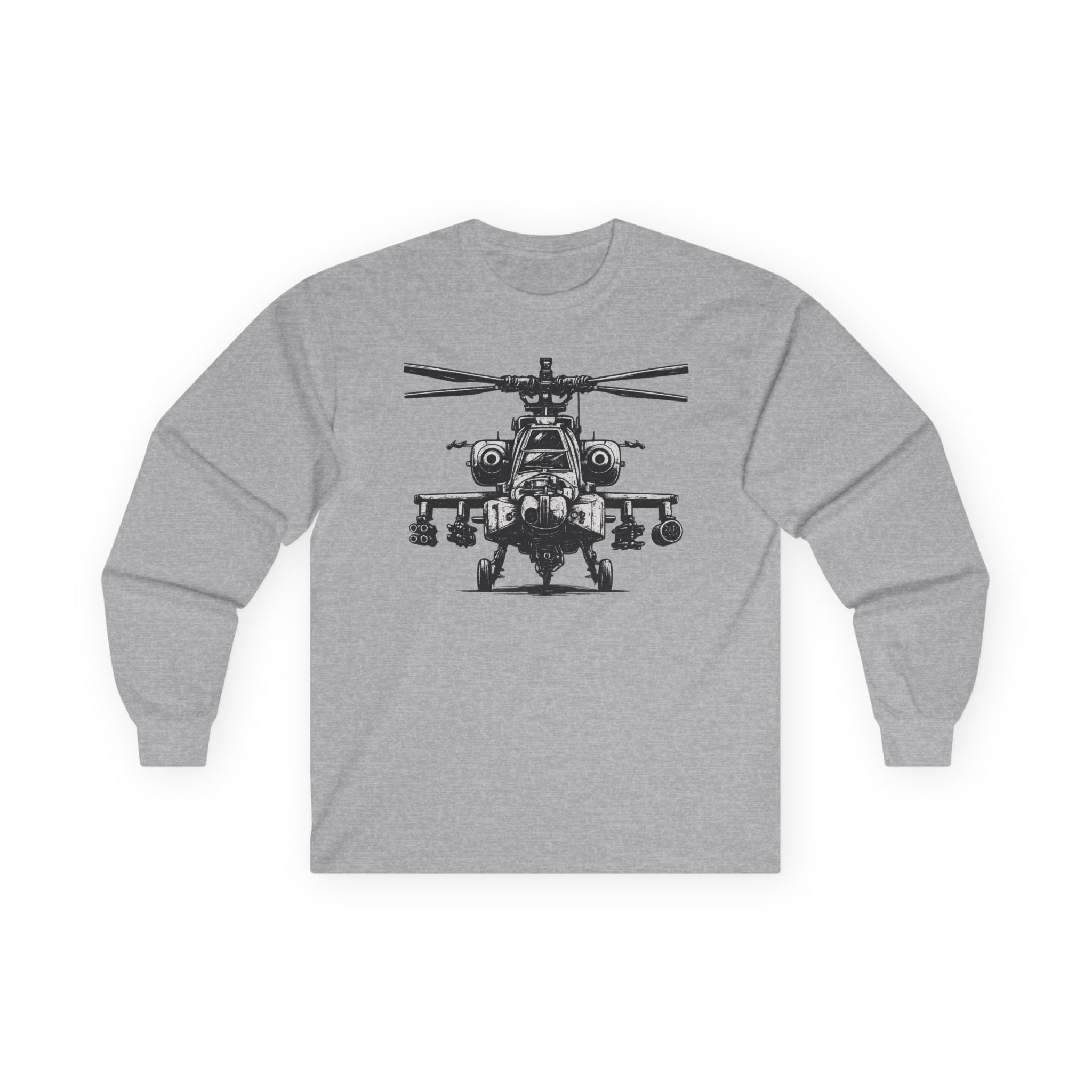 Apache Helicopter Long Sleeve Tee — Military Aviation Tee