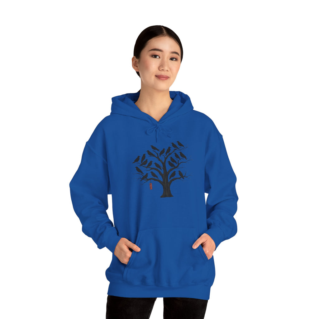 Gildan Heavy Blend Hoodie Unisex Black Bird Tree