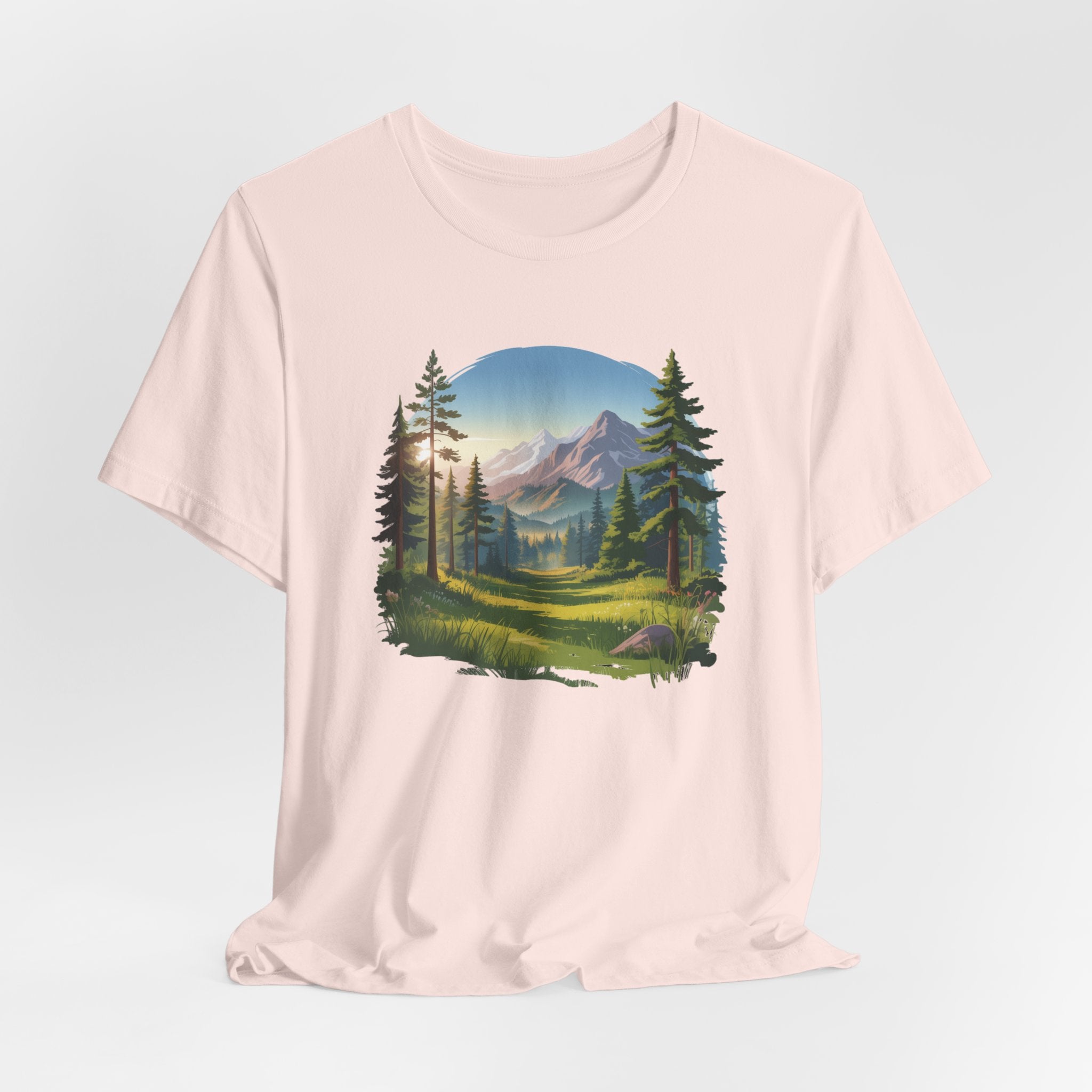 Bella+Canvas Unisex Jersery Short Sleeve Tee Mountain Woodland Design
