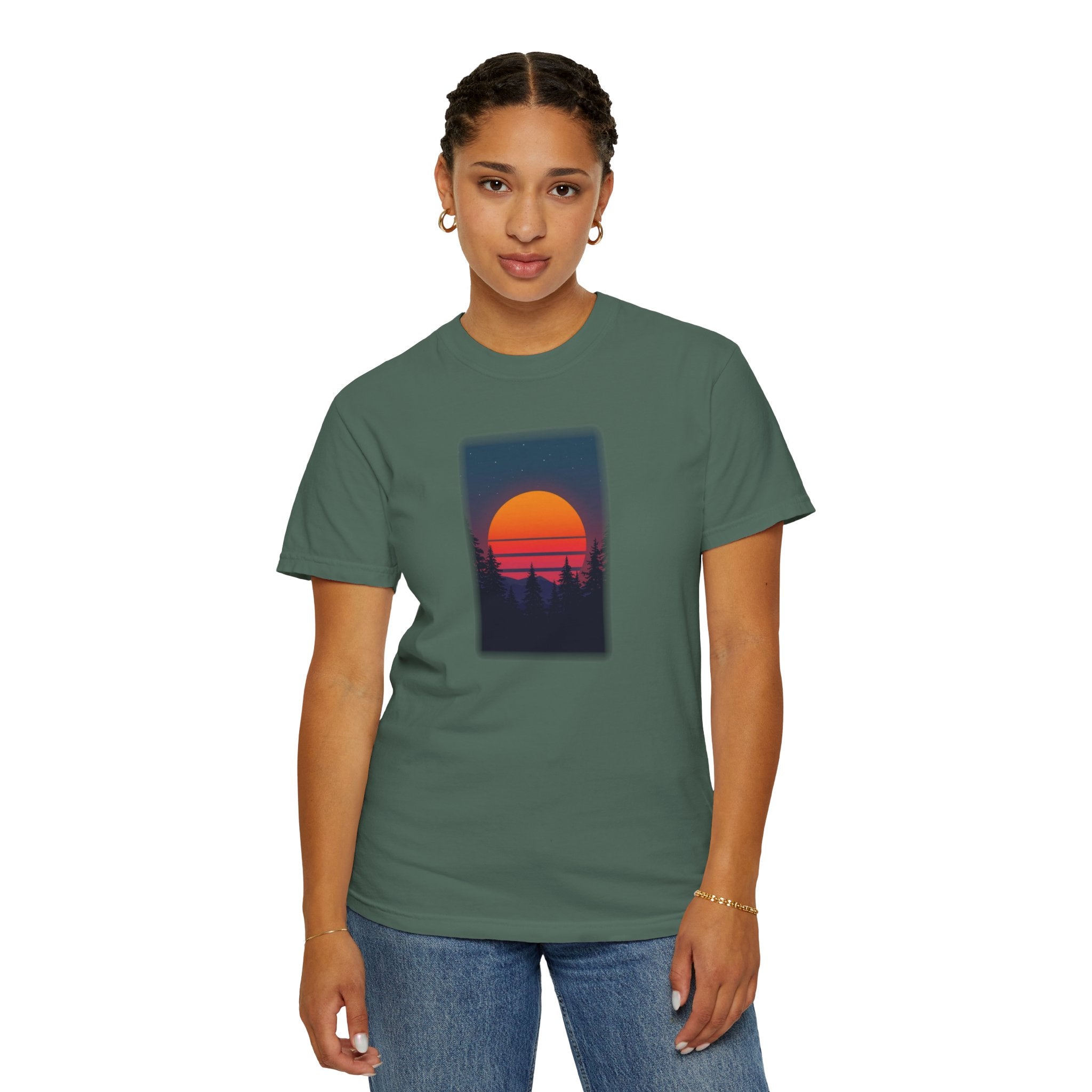 Comfort Colors® Garment-Dyed Short Sleeve Tee Graphic design-Retro Conifer Sunset