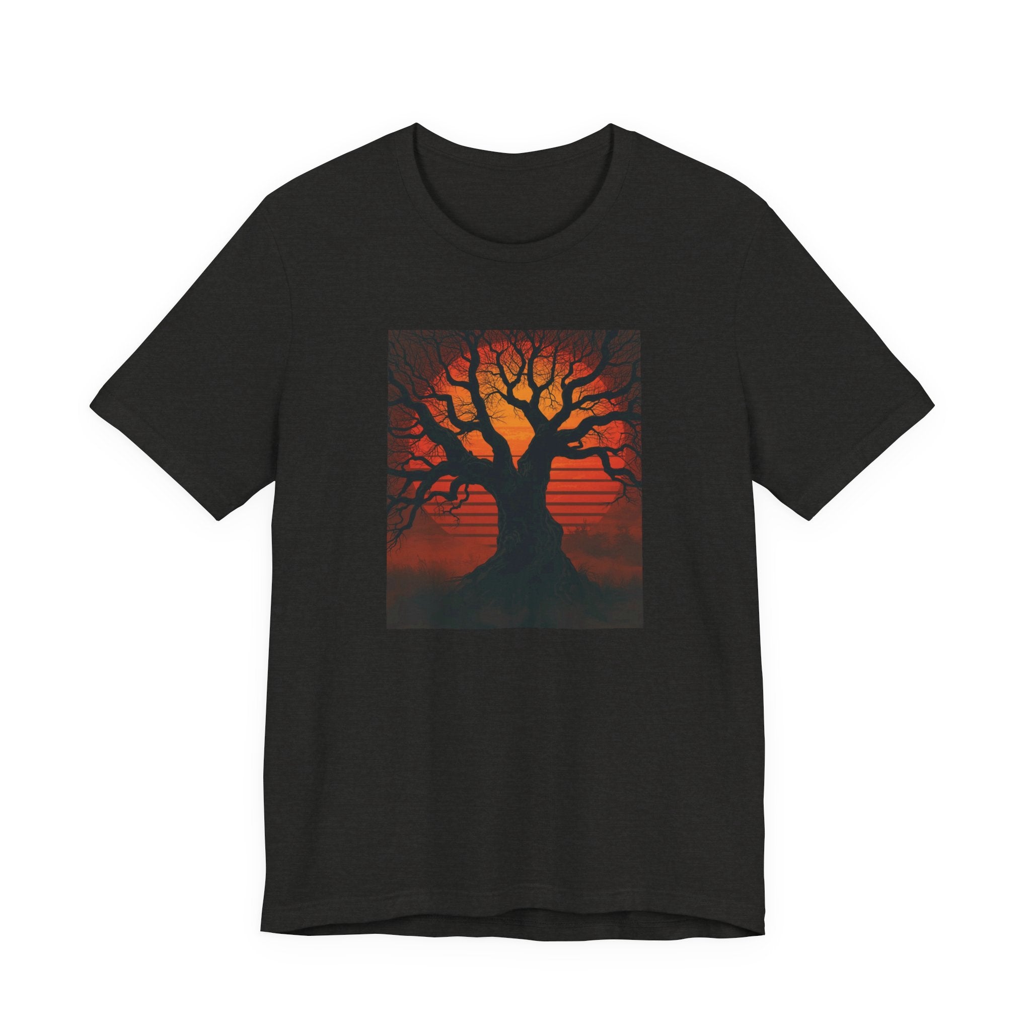Bella+Canvas Unisex Jersery Short Sleeve T-Shirt — Tree Silhouette Sunset