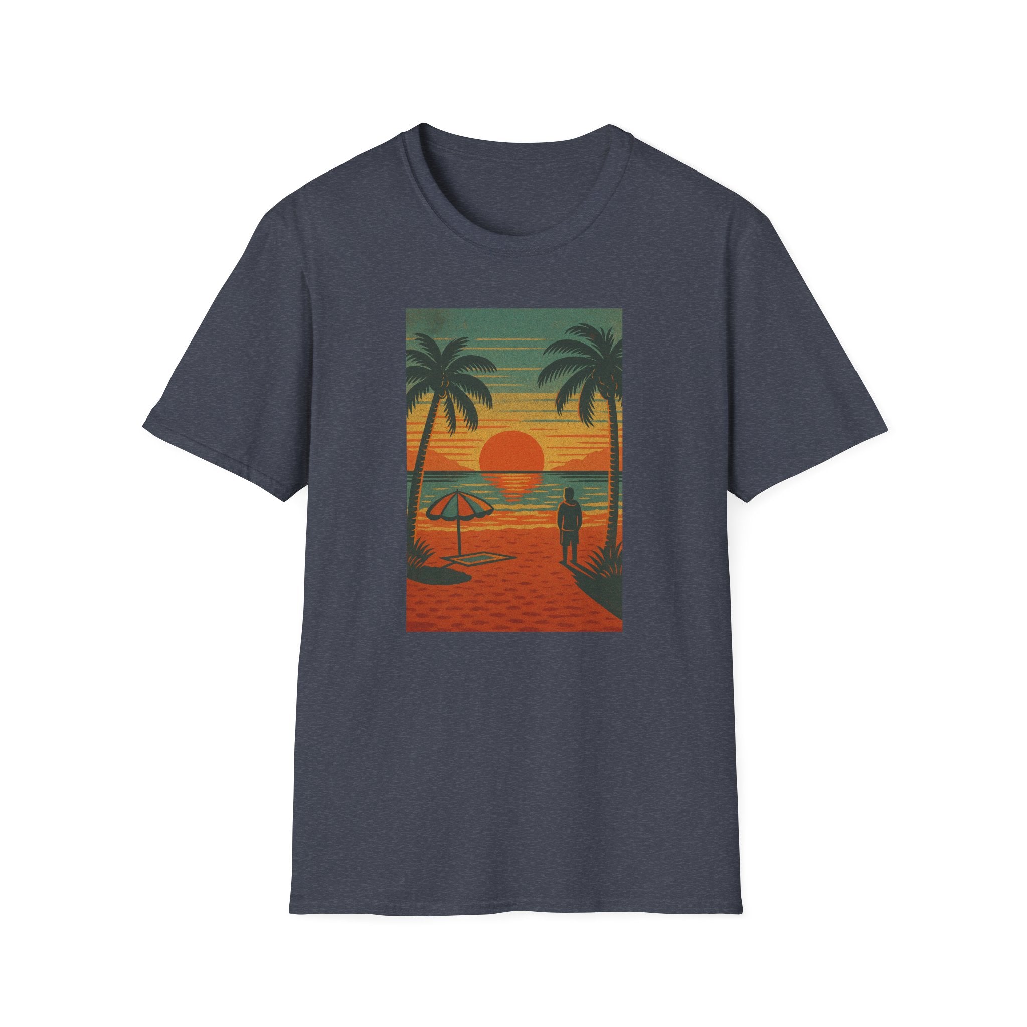Gildan Unisex Softstyle® T-Shirt Retro Beach Sunset