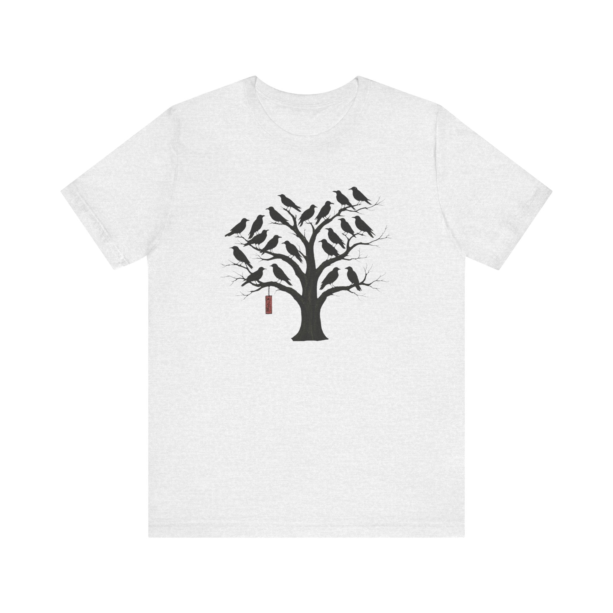 Bella+Canvas Unisex Jersery Short Sleeve T-Shirt — Silhouette Bird Tree Graphic Tee