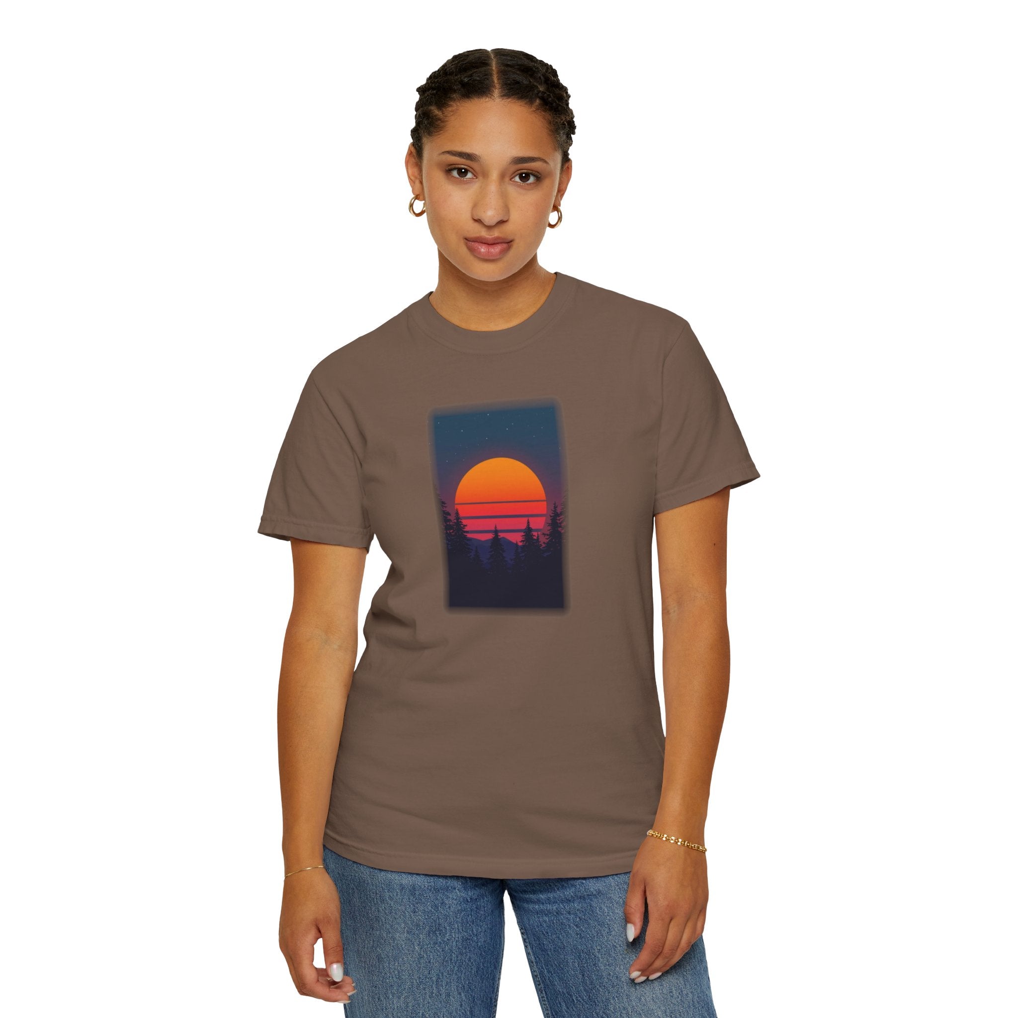 Comfort Colors® Garment-Dyed Short Sleeve Tee Graphic design-Retro Conifer Sunset