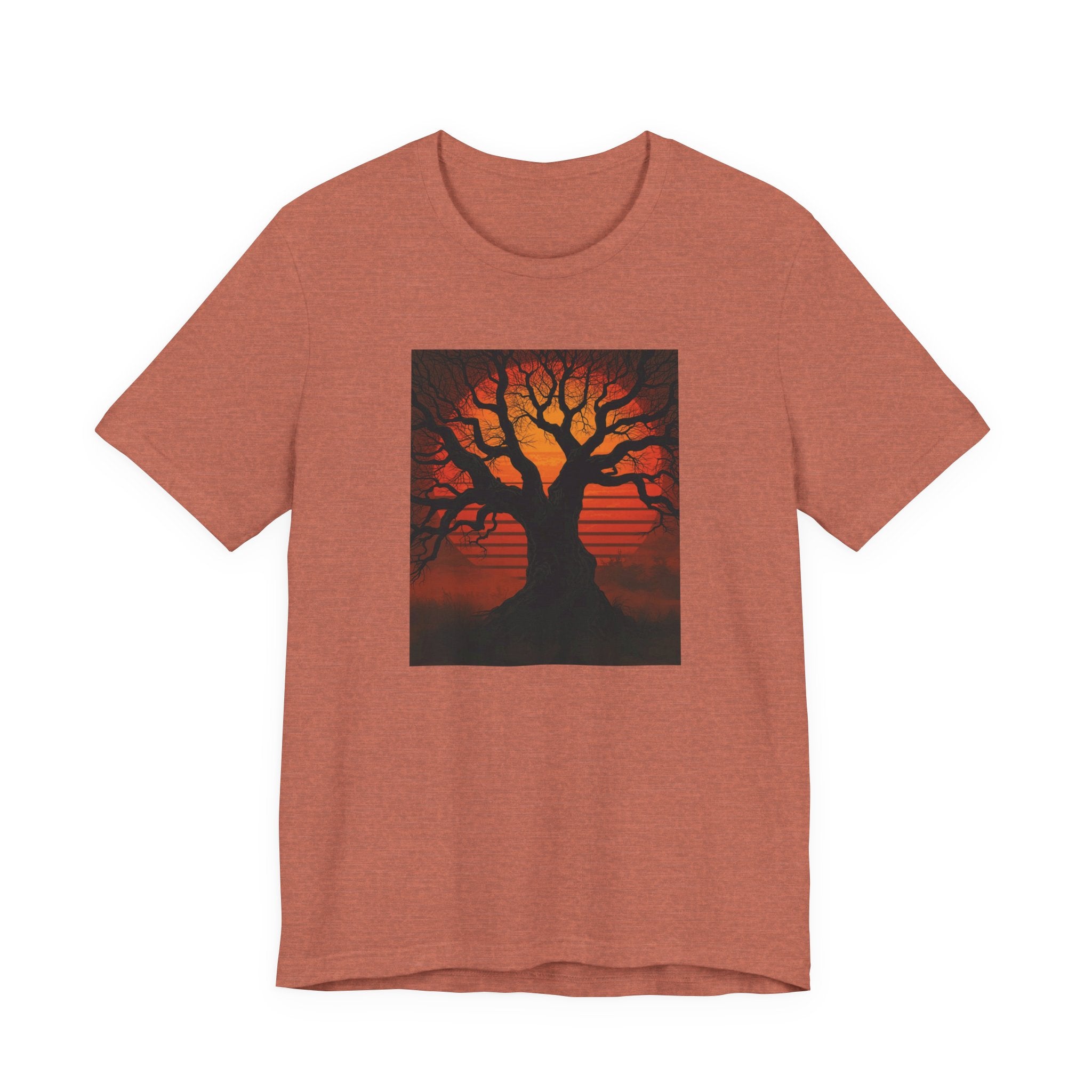 Bella+Canvas Unisex Jersery Short Sleeve T-Shirt — Tree Silhouette Sunset