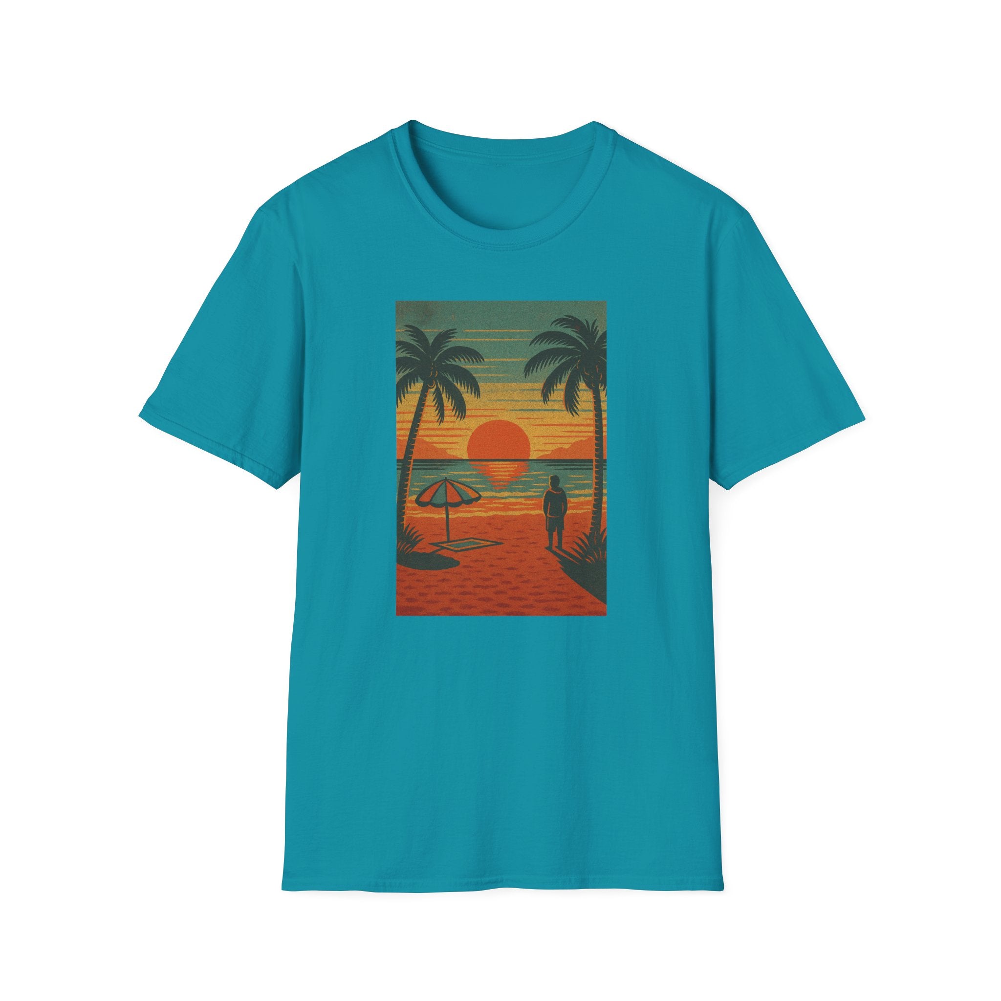 Gildan Unisex Softstyle® T-Shirt Retro Beach Sunset