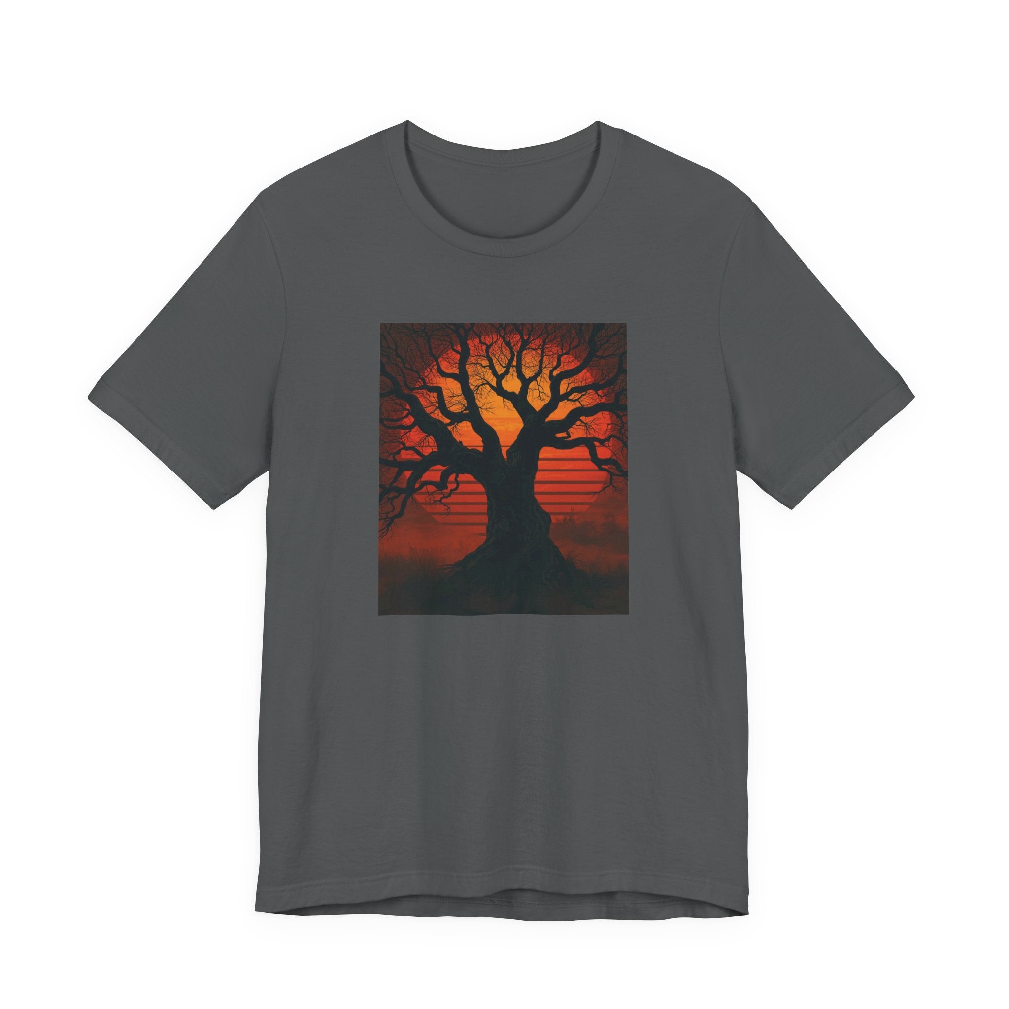 Bella+Canvas Unisex Jersery Short Sleeve T-Shirt — Tree Silhouette Sunset
