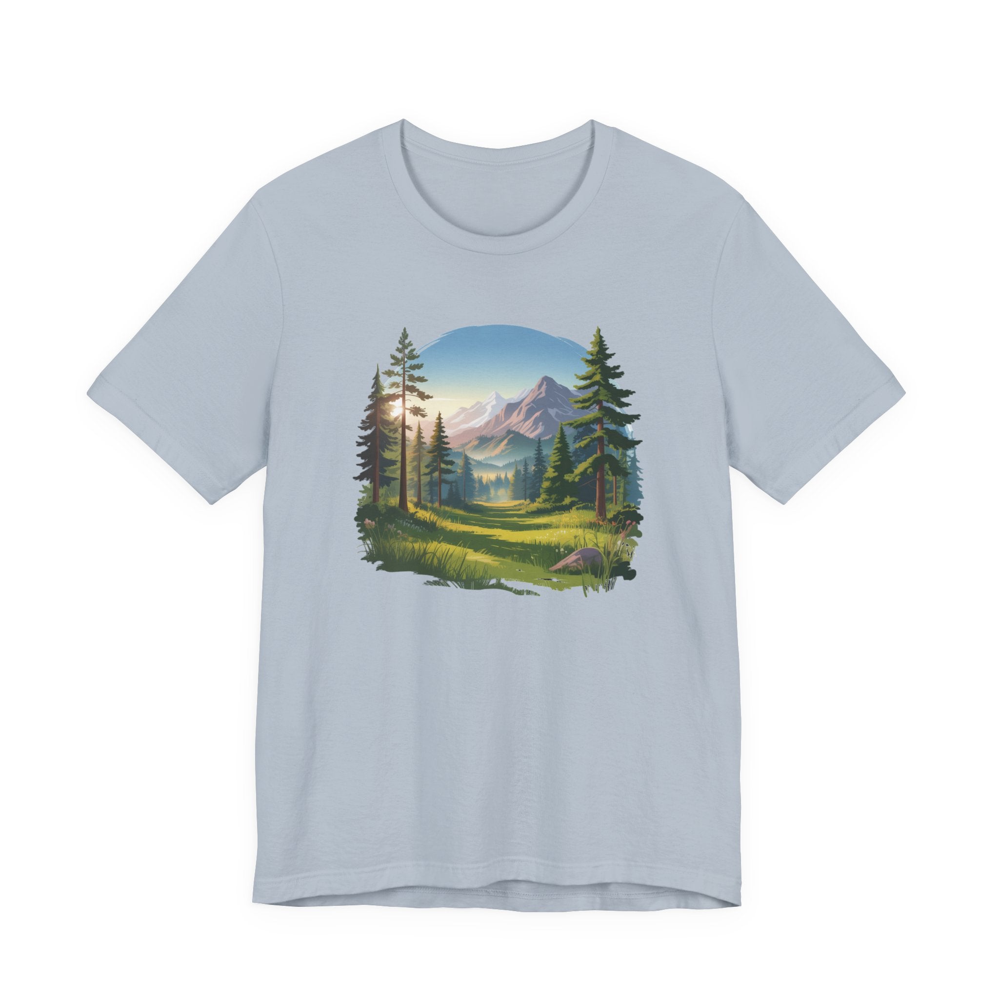 Bella+Canvas Unisex Jersery Short Sleeve Tee Mountain Woodland Design