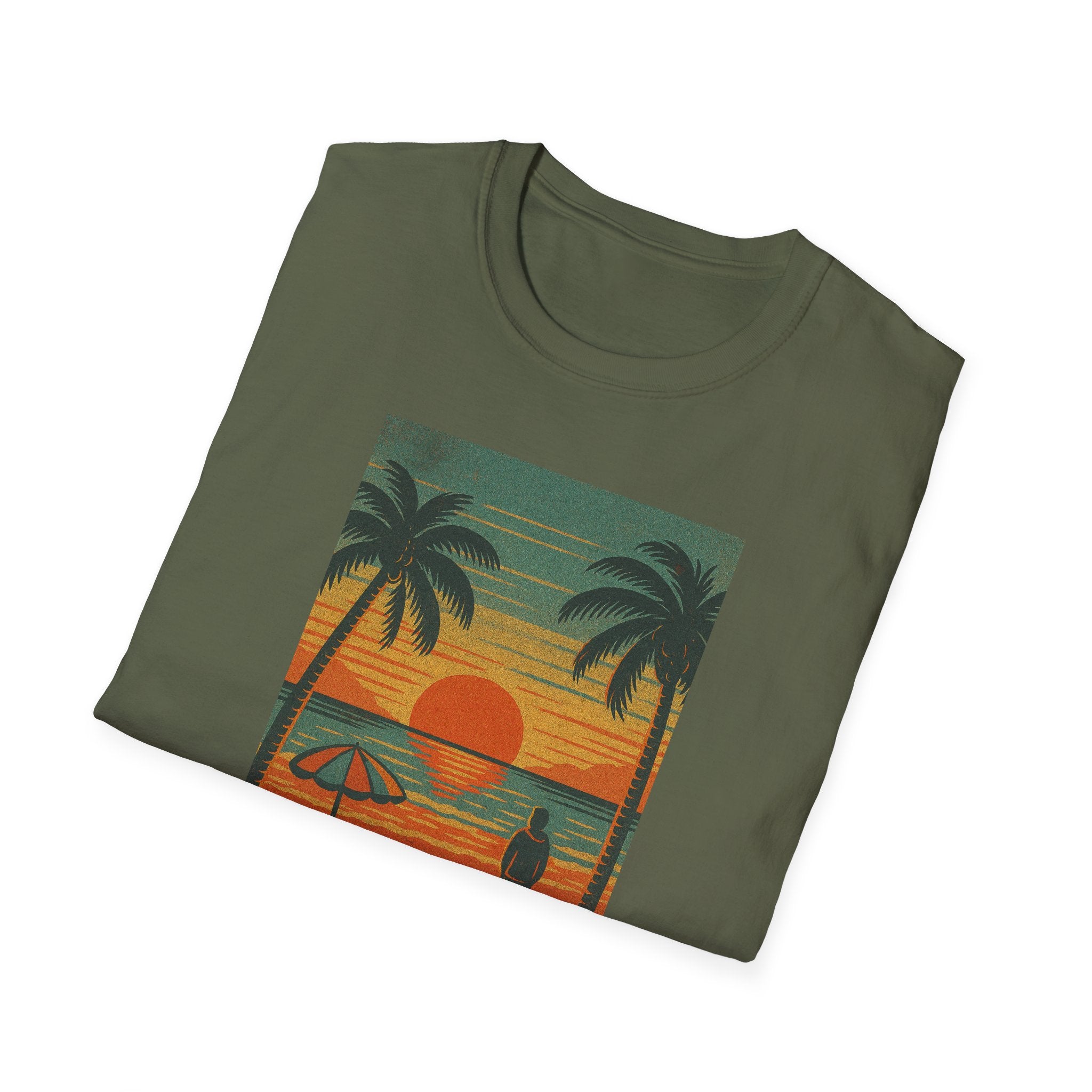 Gildan Unisex Softstyle® T-Shirt Retro Beach Sunset