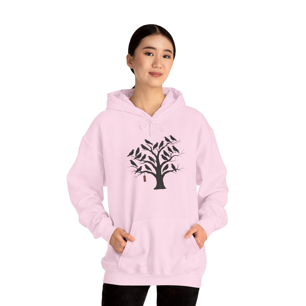 Gildan Heavy Blend Hoodie Unisex Black Bird Tree