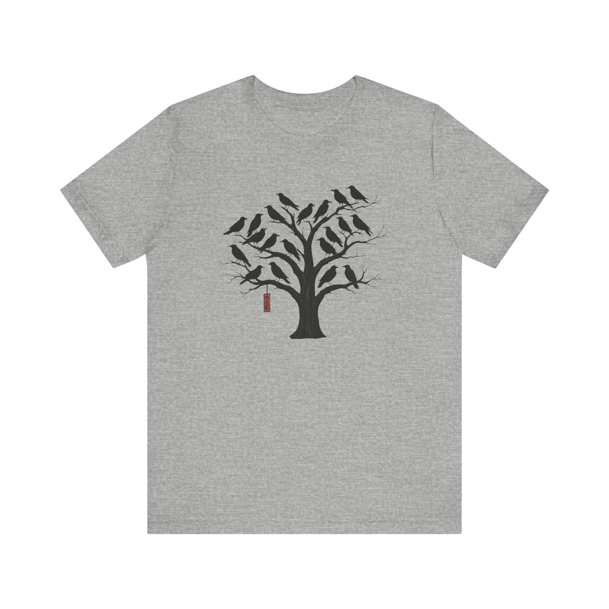 Bella+Canvas Unisex Jersery Short Sleeve T-Shirt — Silhouette Bird Tree Graphic Tee