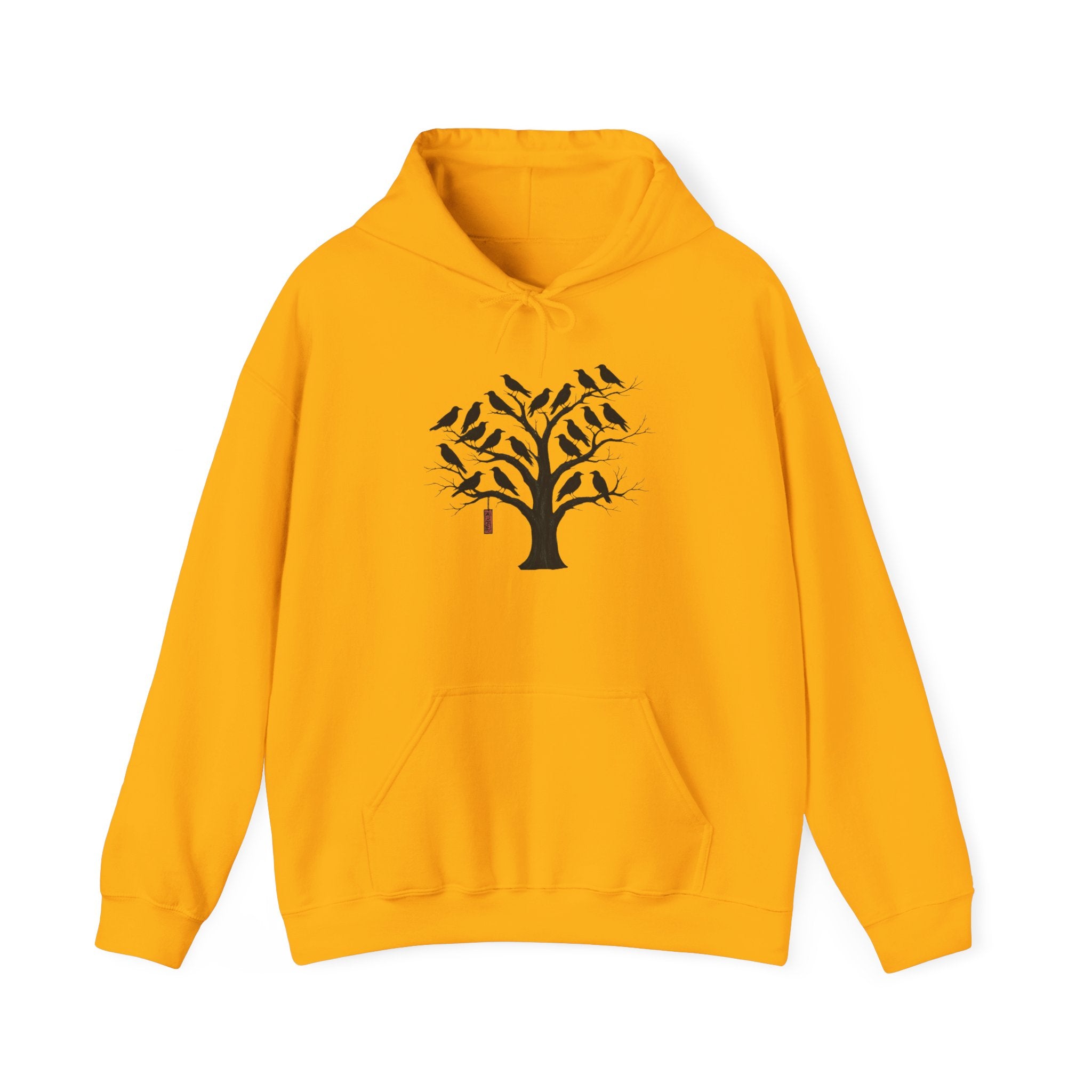 Gildan Heavy Blend Hoodie Unisex Black Bird Tree