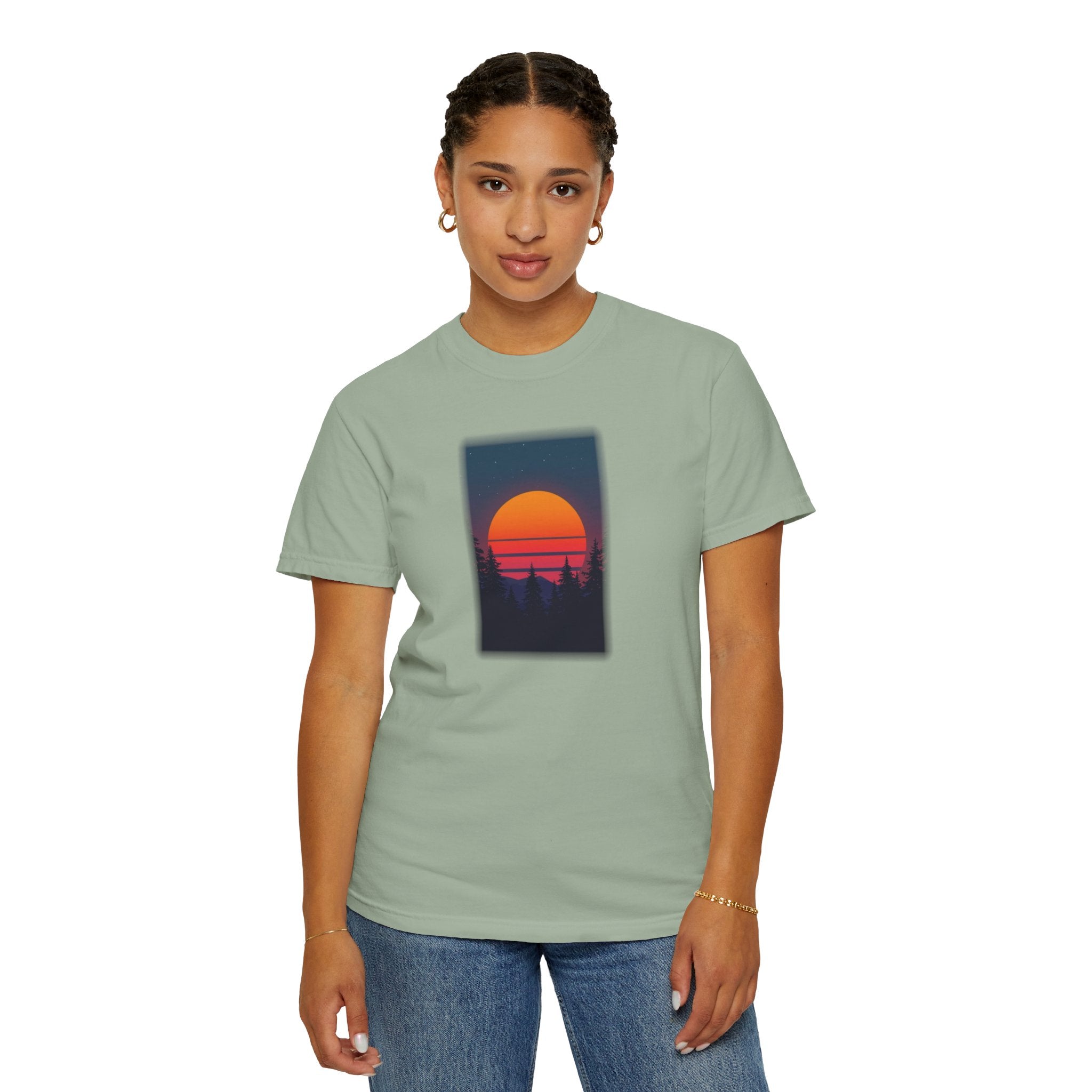 Comfort Colors® Garment-Dyed Short Sleeve Tee Graphic design-Retro Conifer Sunset