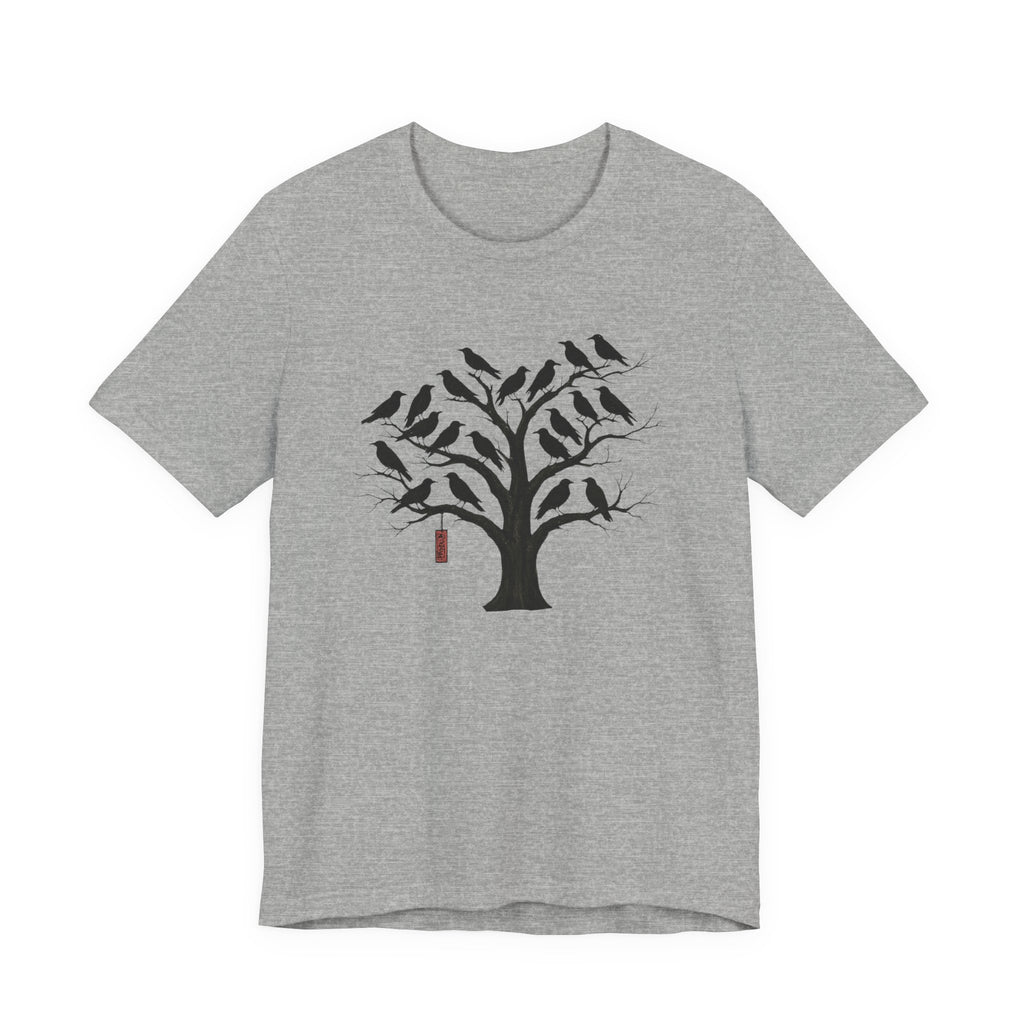 Bella+Canvas Unisex Jersery Short Sleeve T-Shirt — Silhouette Bird Tree Graphic Tee
