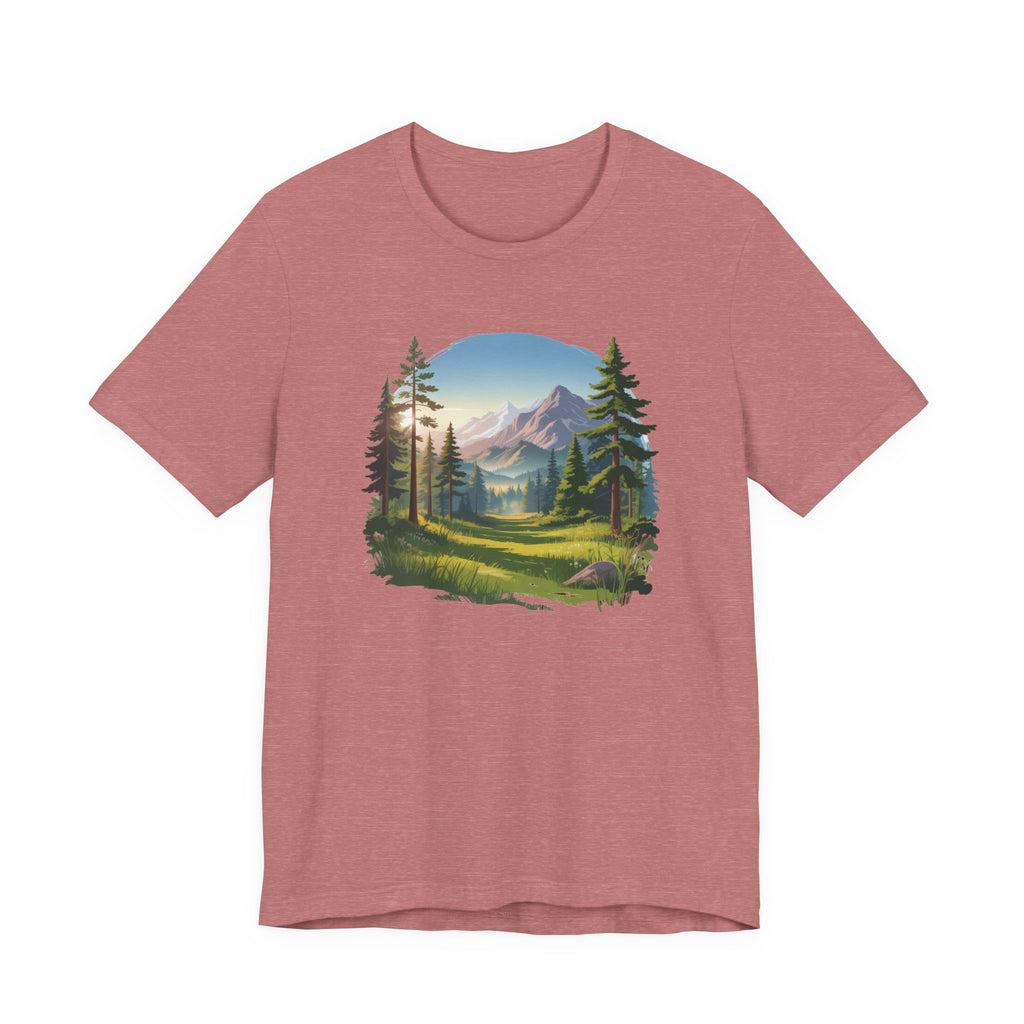 Bella+Canvas Unisex Jersery Short Sleeve Tee Mountain Woodland Design