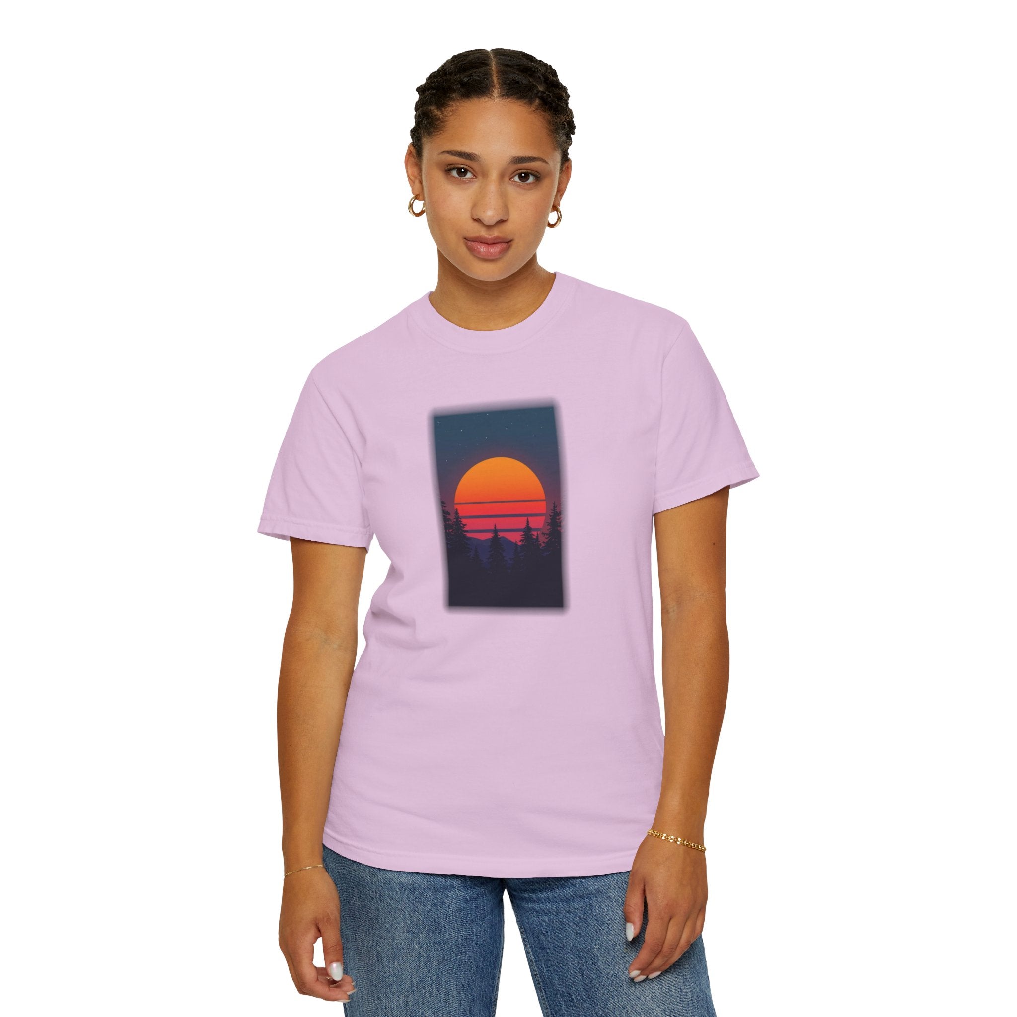 Comfort Colors® Garment-Dyed Short Sleeve Tee Graphic design-Retro Conifer Sunset