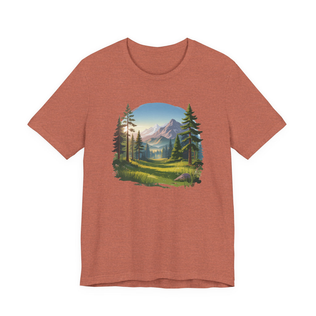 Bella+Canvas Unisex Jersery Short Sleeve Tee Mountain Woodland Design