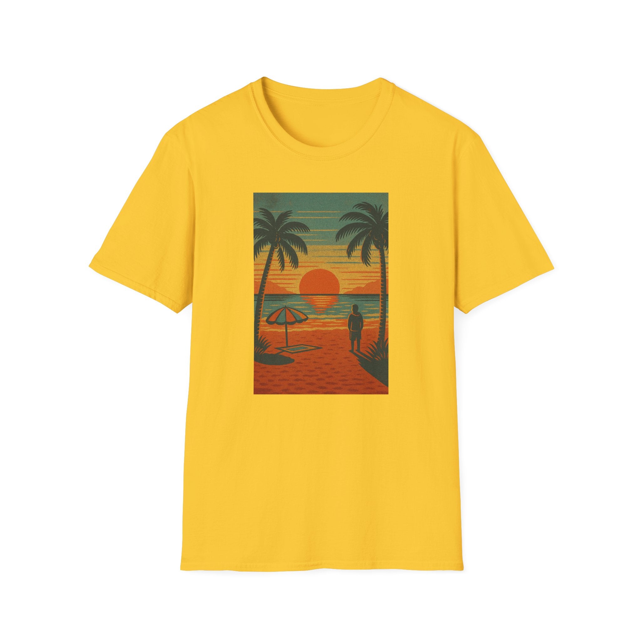 Gildan Unisex Softstyle® T-Shirt Retro Beach Sunset