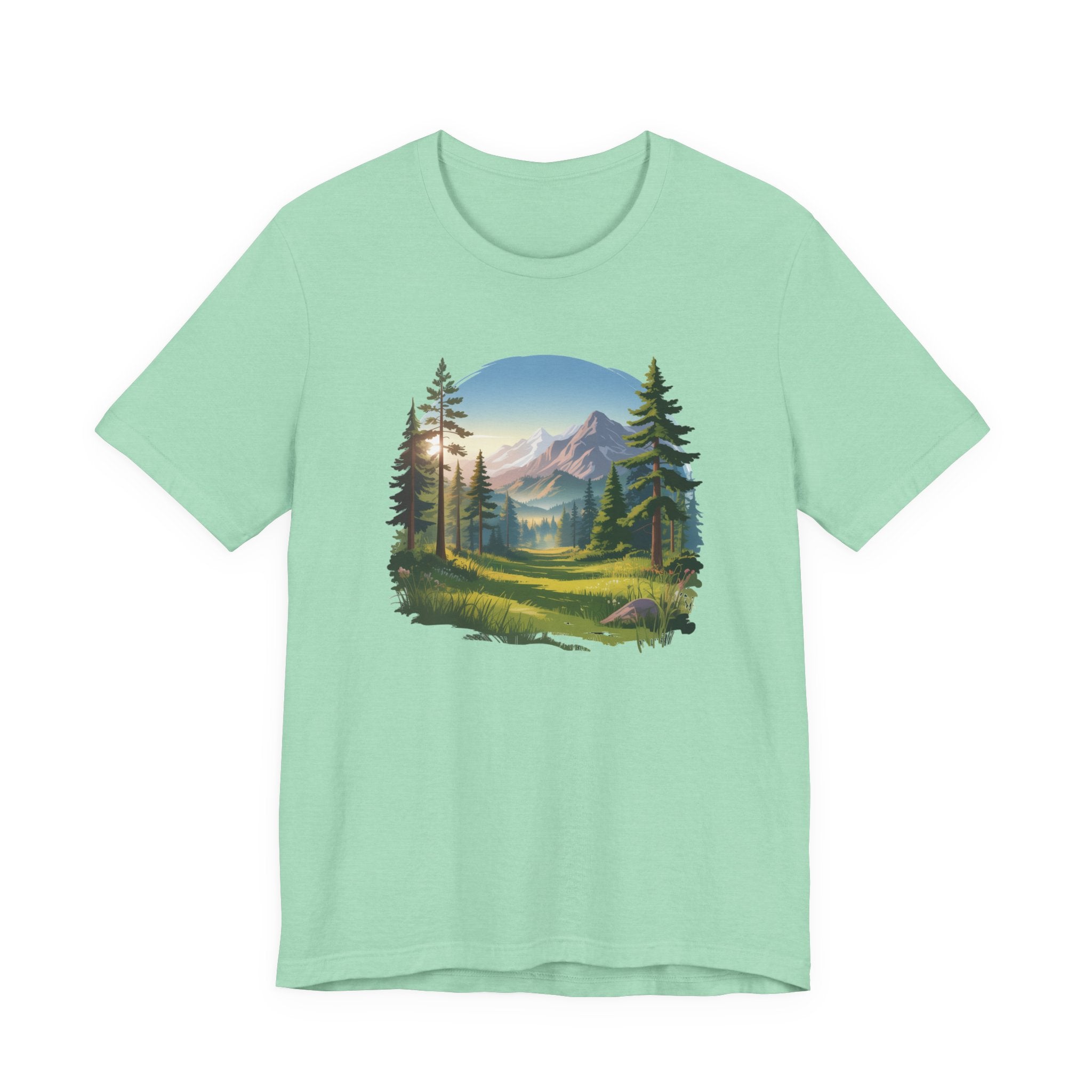 Bella+Canvas Unisex Jersery Short Sleeve Tee Mountain Woodland Design