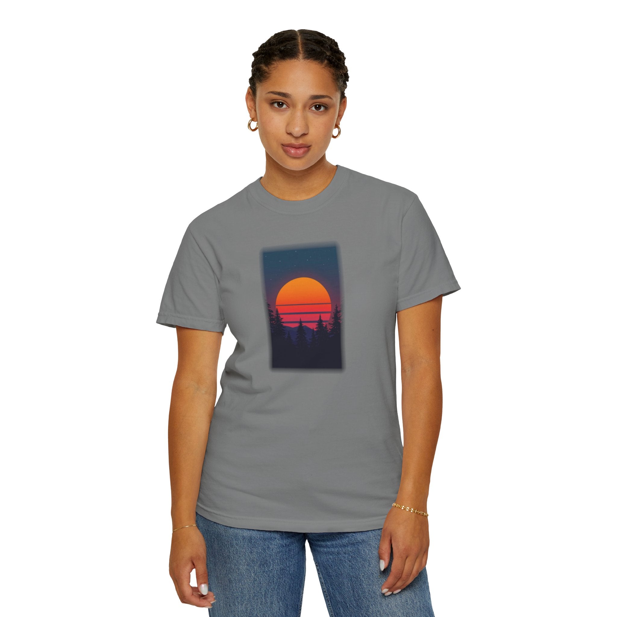 Comfort Colors® Garment-Dyed Short Sleeve Tee Graphic design-Retro Conifer Sunset