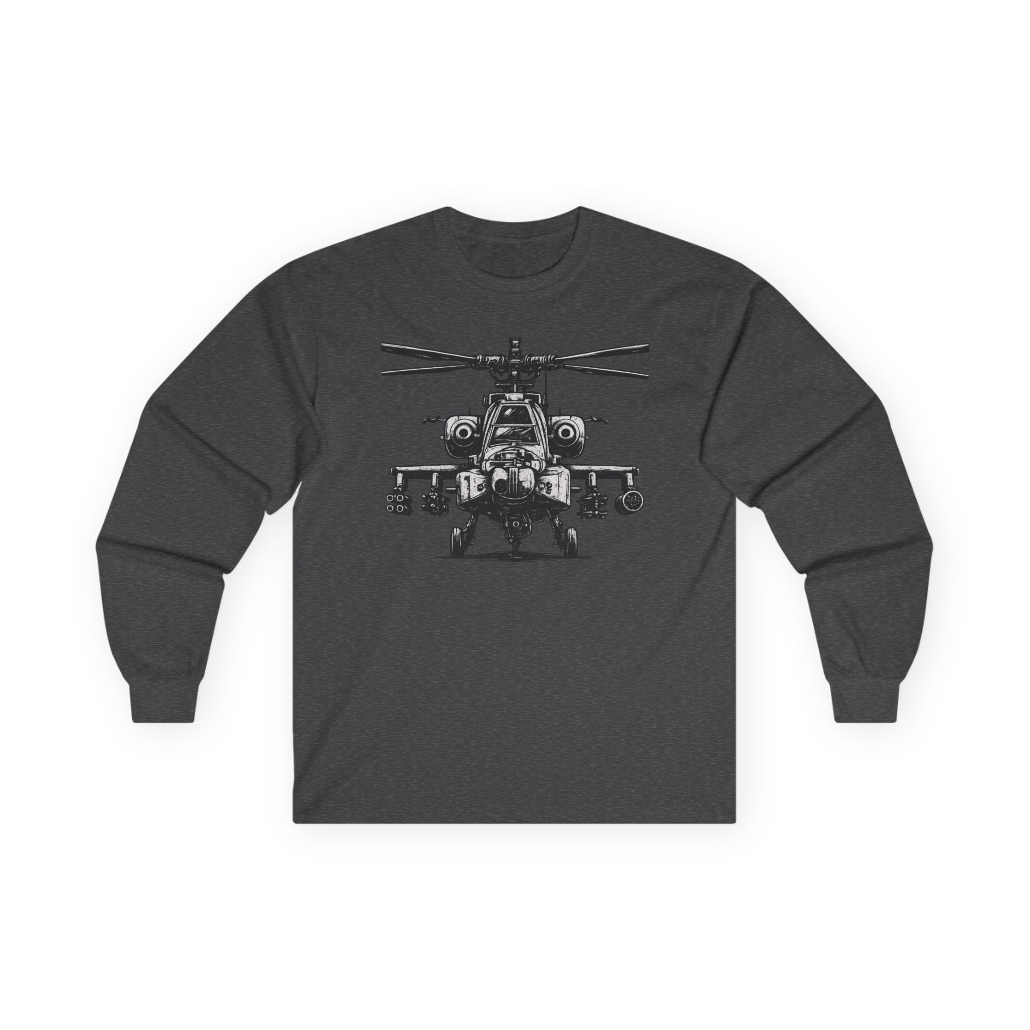 Apache Helicopter Long Sleeve Tee — Military Aviation Tee