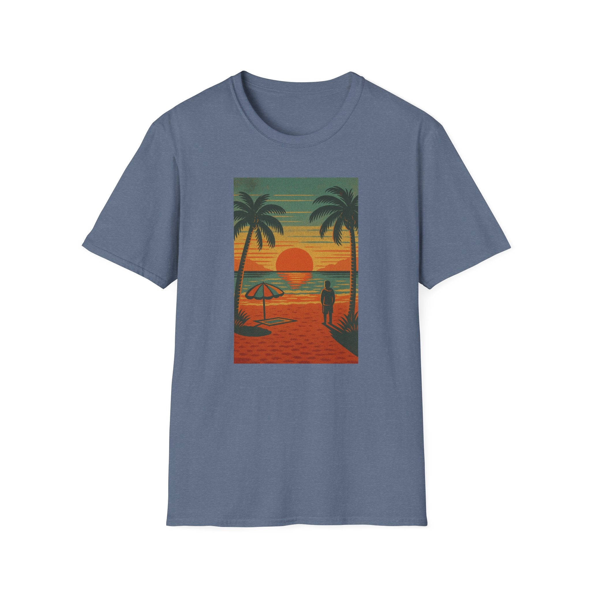 Gildan Unisex Softstyle® T-Shirt Retro Beach Sunset