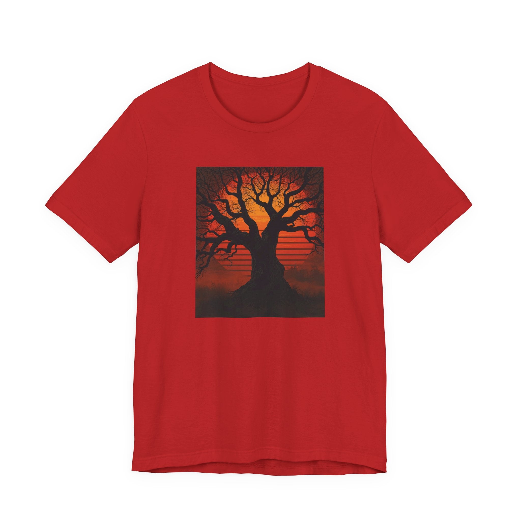 Bella+Canvas Unisex Jersery Short Sleeve T-Shirt — Tree Silhouette Sunset