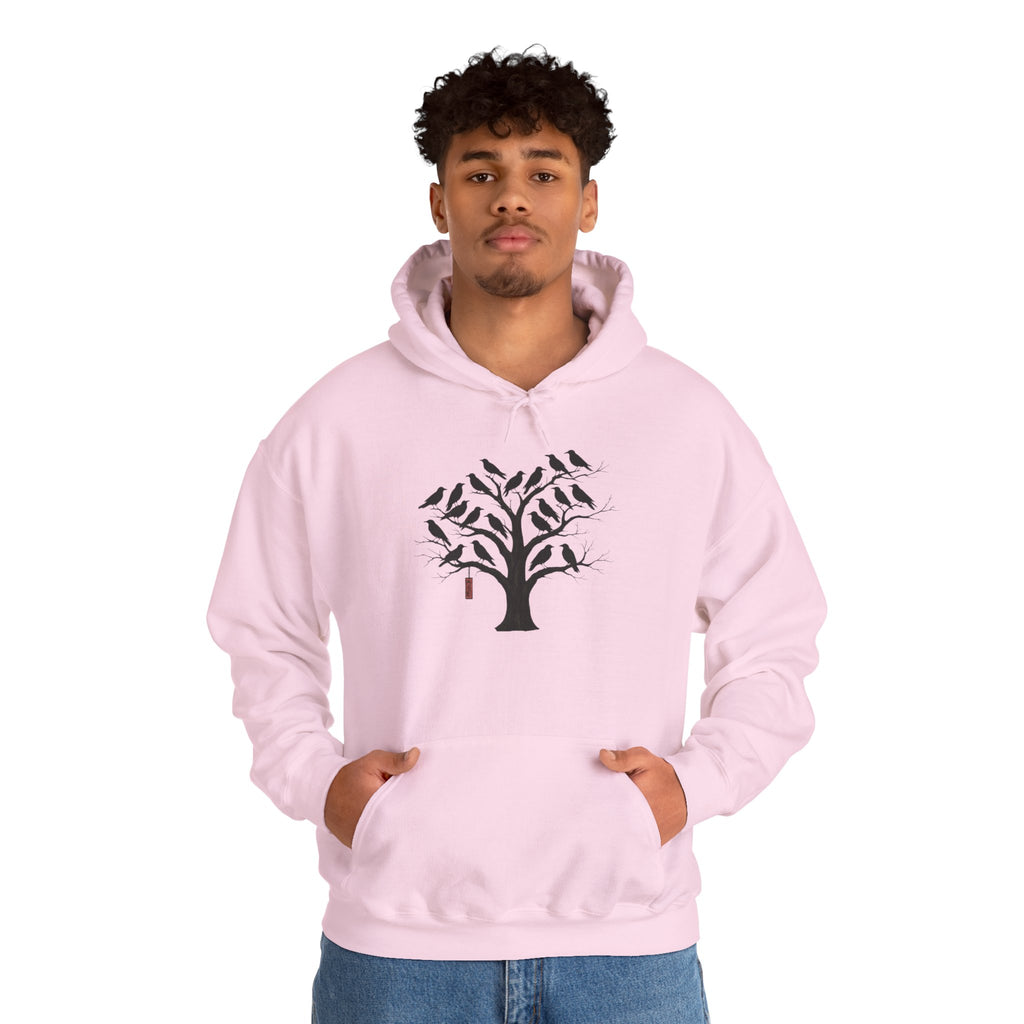 Gildan Heavy Blend Hoodie Unisex Black Bird Tree