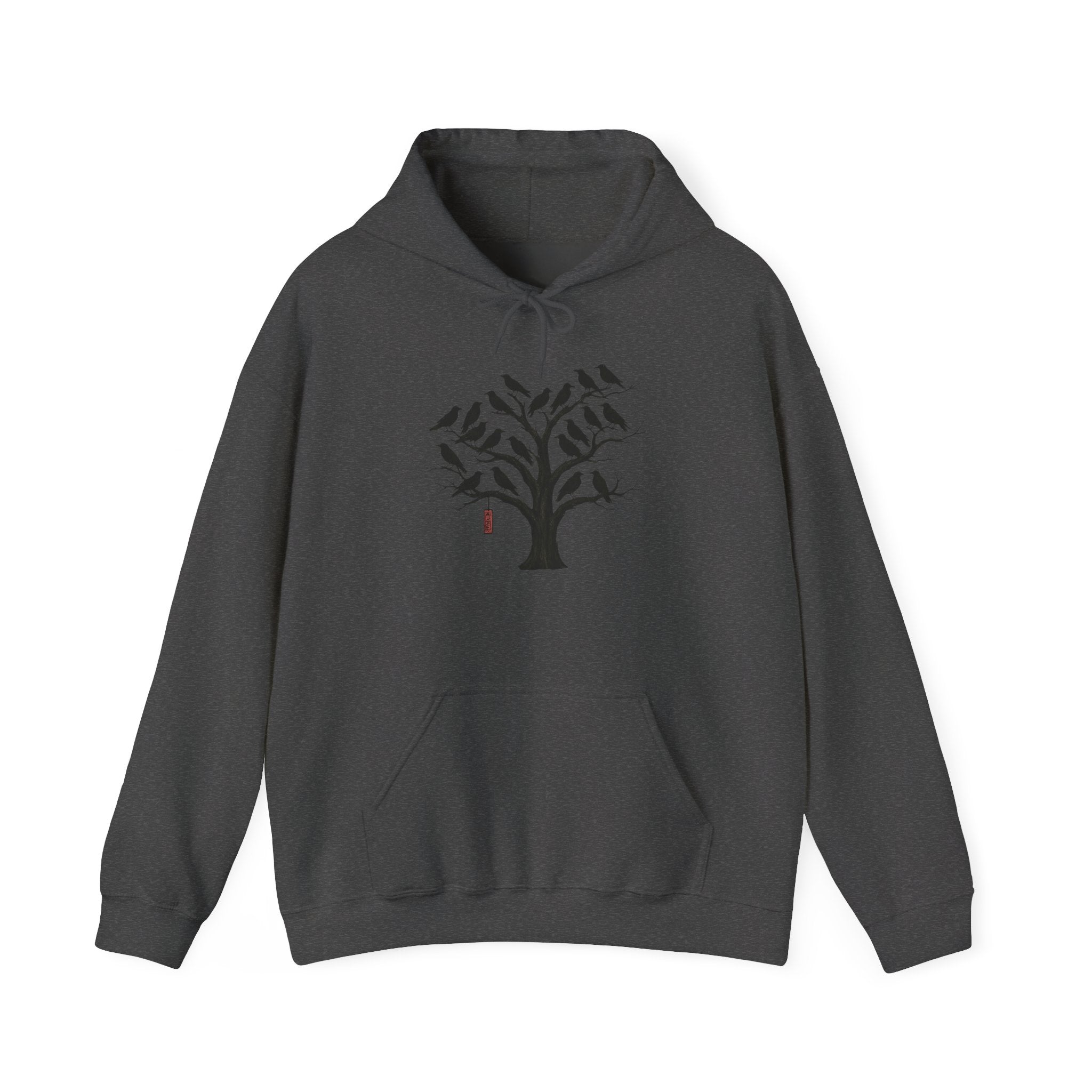 Gildan Heavy Blend Hoodie Unisex Black Bird Tree