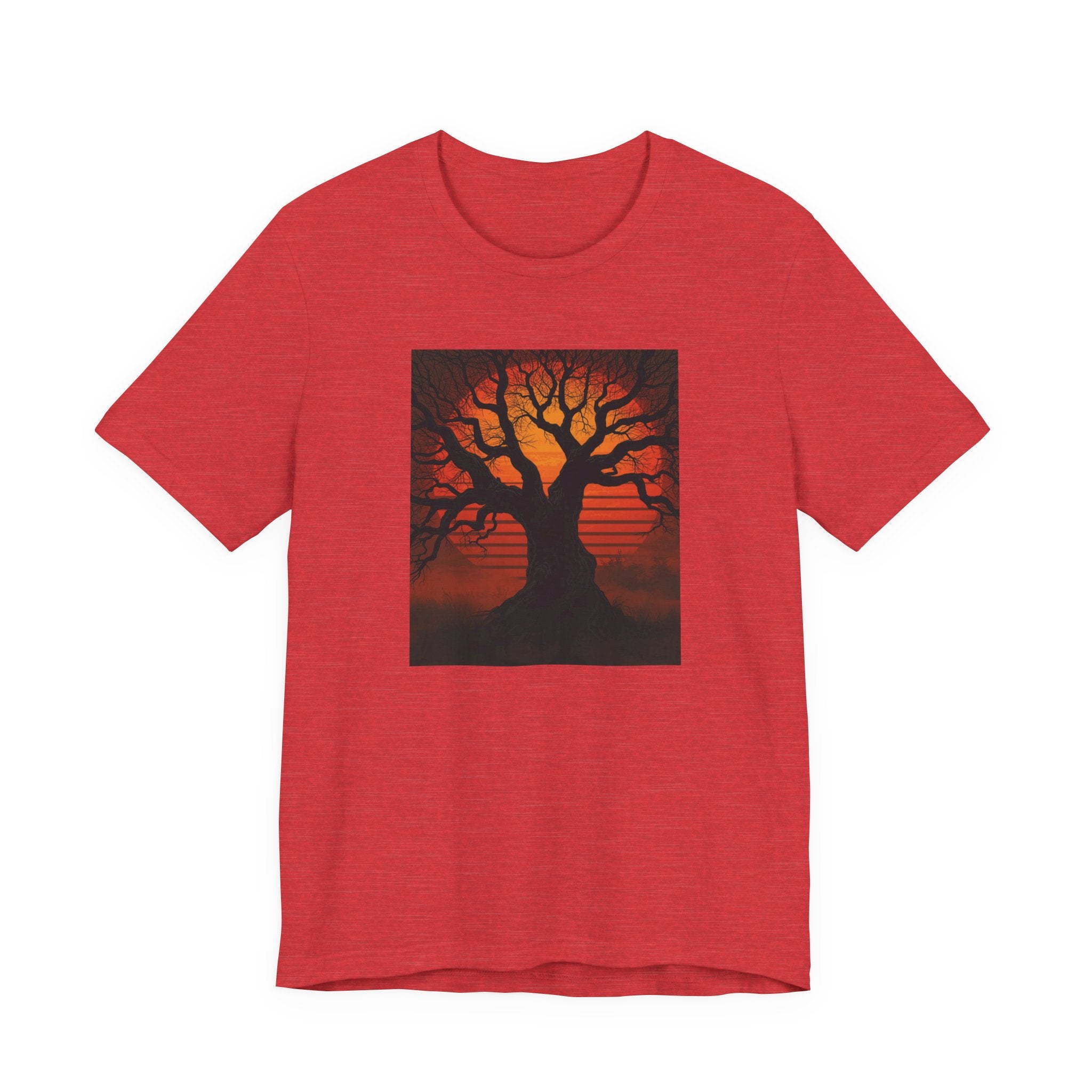 Bella+Canvas Unisex Jersery Short Sleeve T-Shirt — Tree Silhouette Sunset
