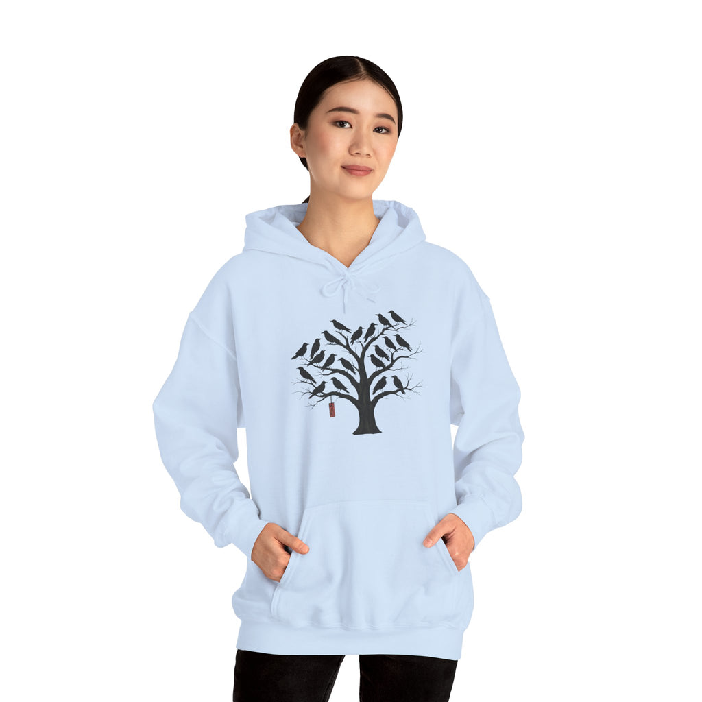 Gildan Heavy Blend Hoodie Unisex Black Bird Tree