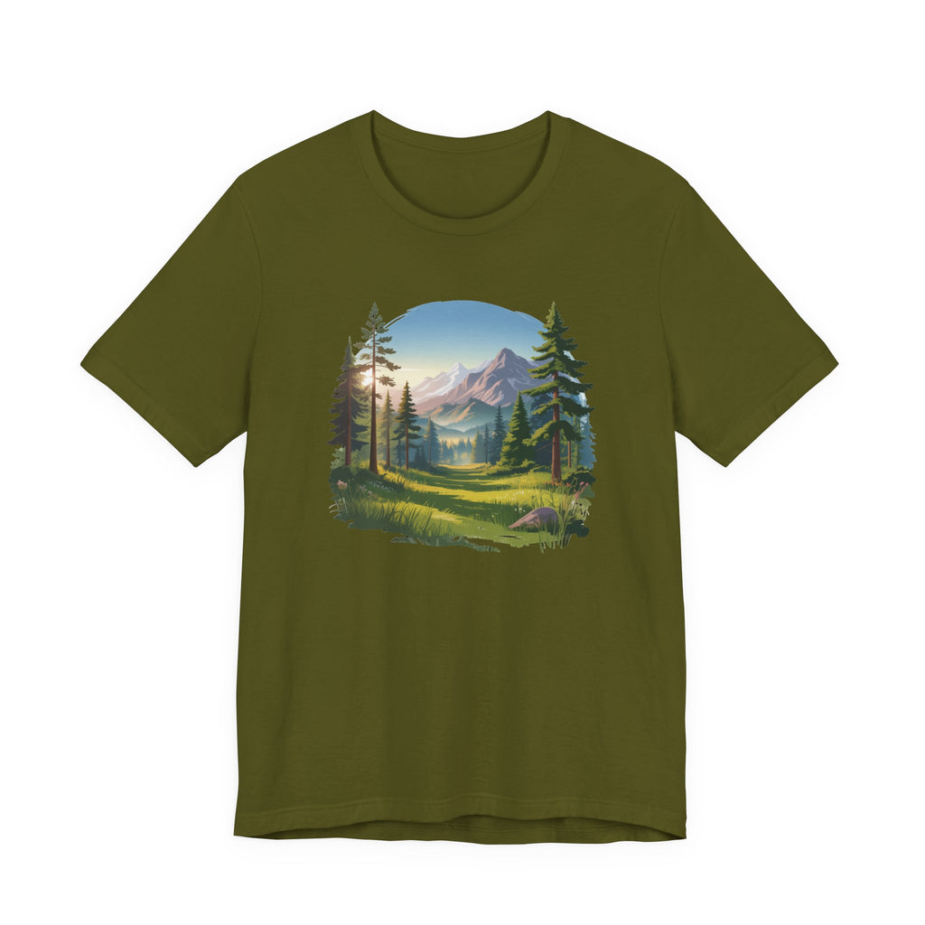 Bella+Canvas Unisex Jersery Short Sleeve Tee Mountain Woodland Design