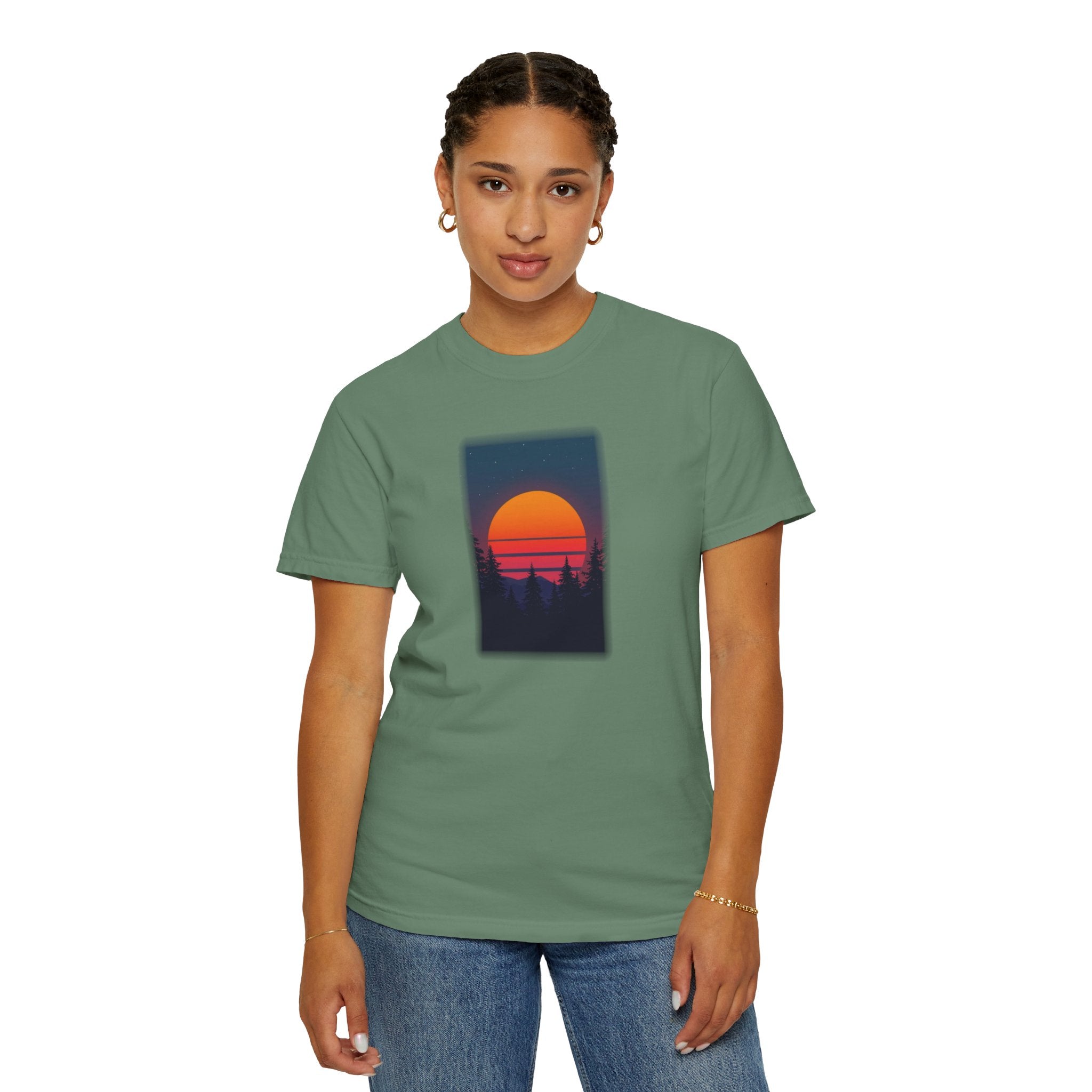 Comfort Colors® Garment-Dyed Short Sleeve Tee Graphic design-Retro Conifer Sunset