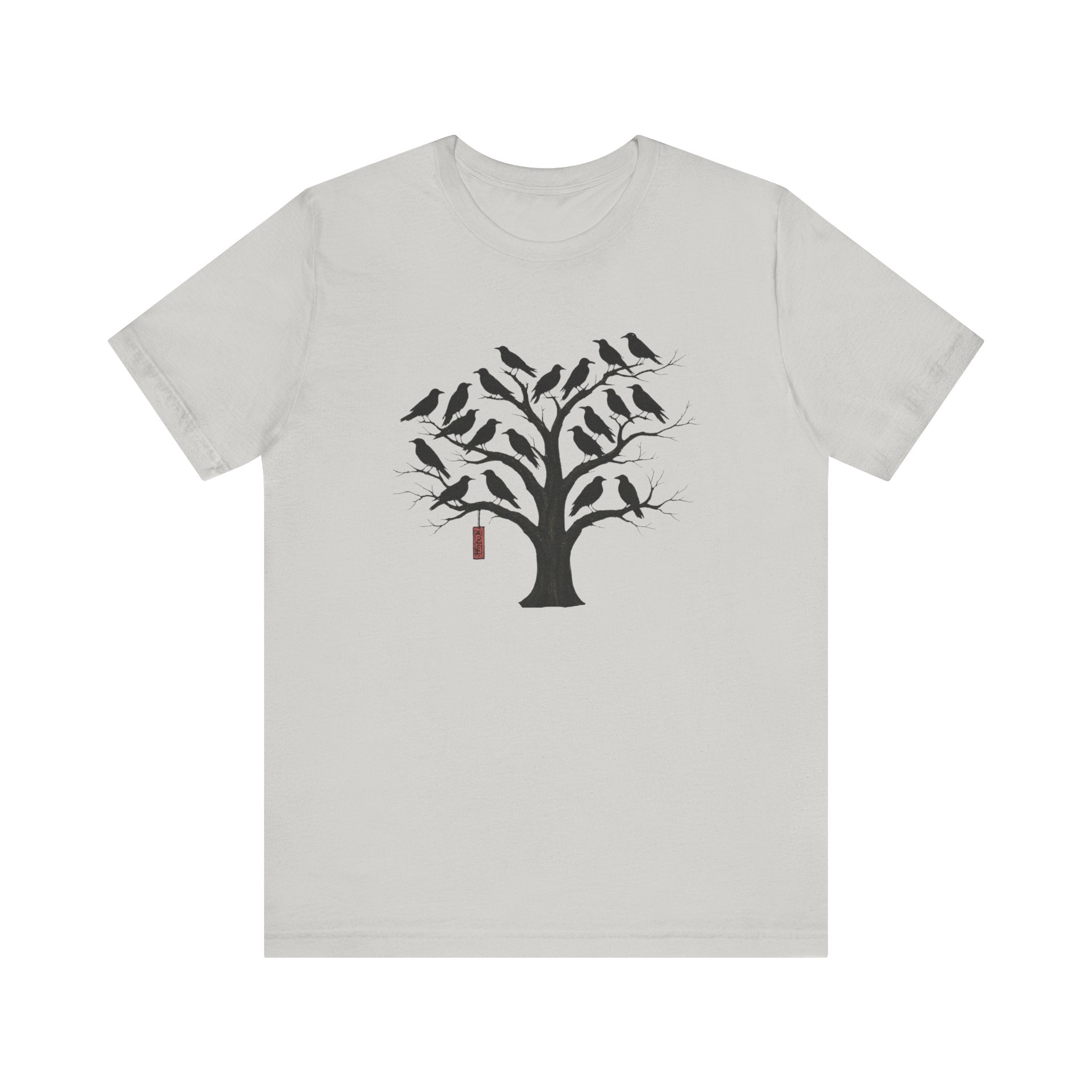 Bella+Canvas Unisex Jersery Short Sleeve T-Shirt — Silhouette Bird Tree Graphic Tee