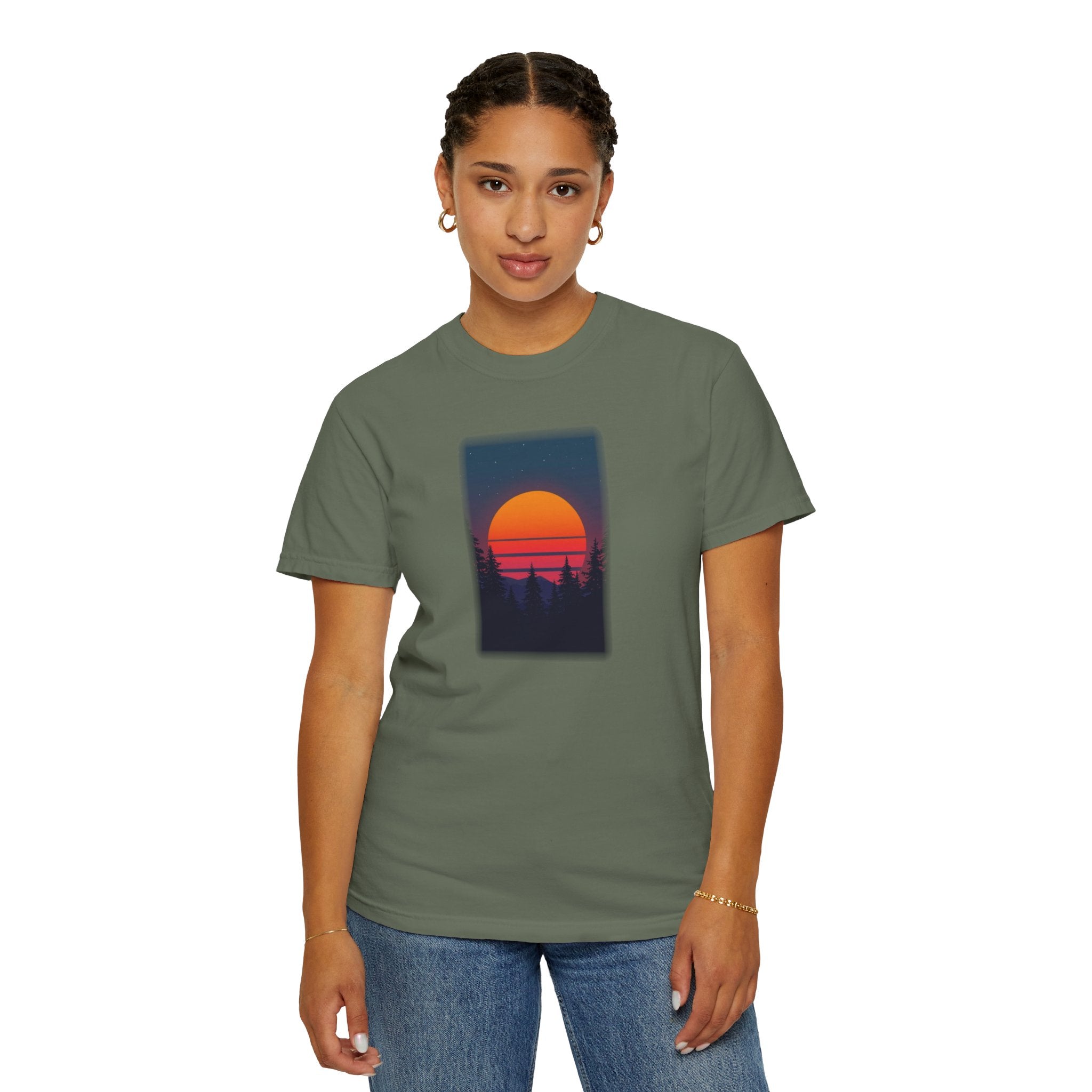 Comfort Colors® Garment-Dyed Short Sleeve Tee Graphic design-Retro Conifer Sunset