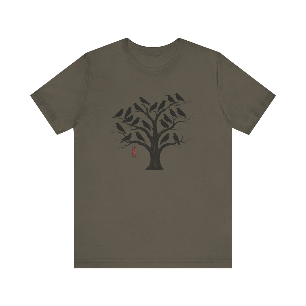 Bella+Canvas Unisex Jersery Short Sleeve T-Shirt — Silhouette Bird Tree Graphic Tee