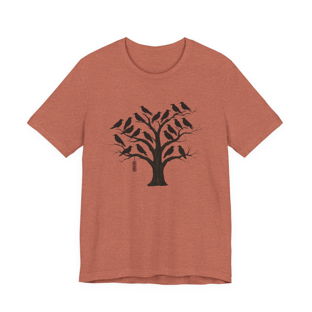 Bella+Canvas Unisex Jersery Short Sleeve T-Shirt — Silhouette Bird Tree Graphic Tee