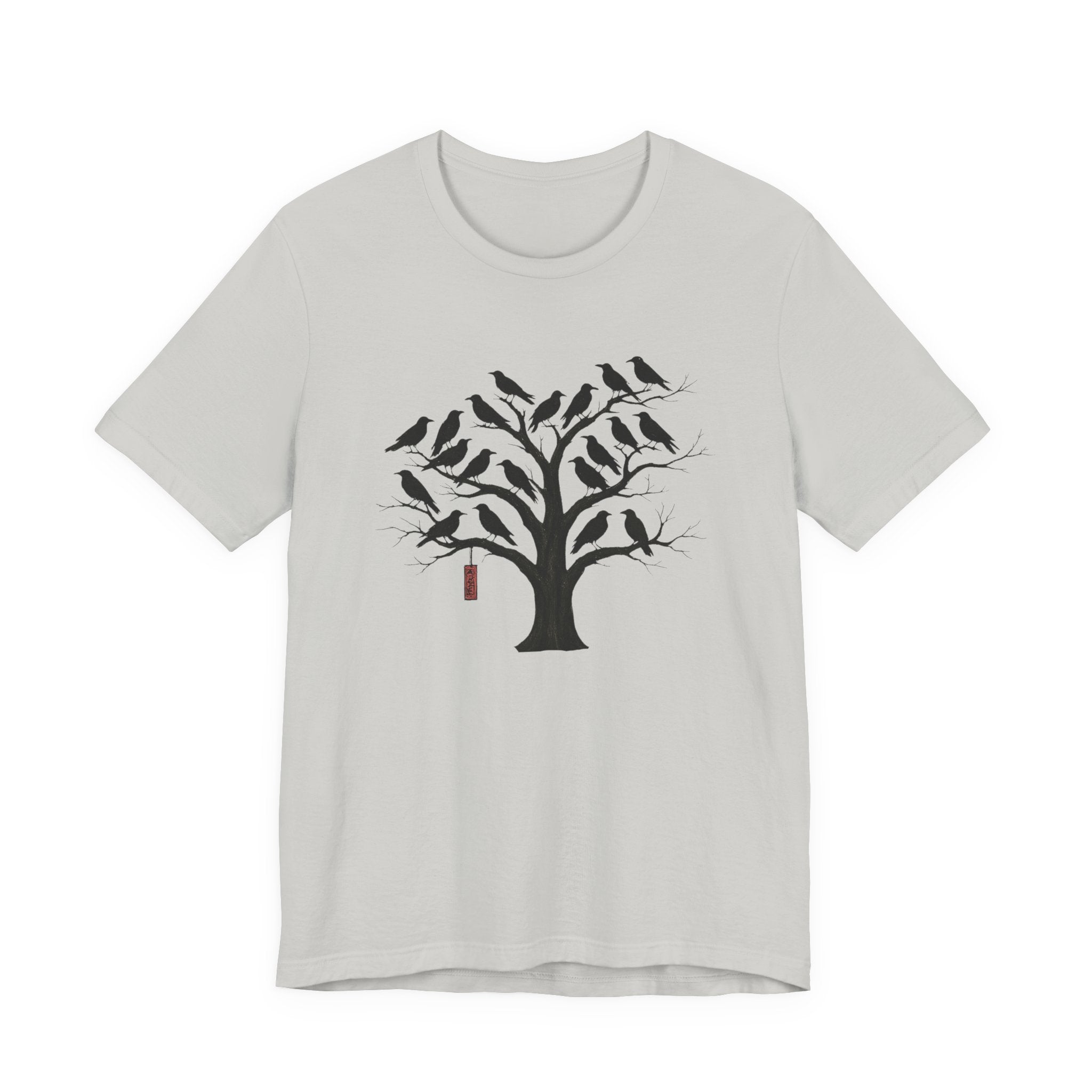 Bella+Canvas Unisex Jersery Short Sleeve T-Shirt — Silhouette Bird Tree Graphic Tee
