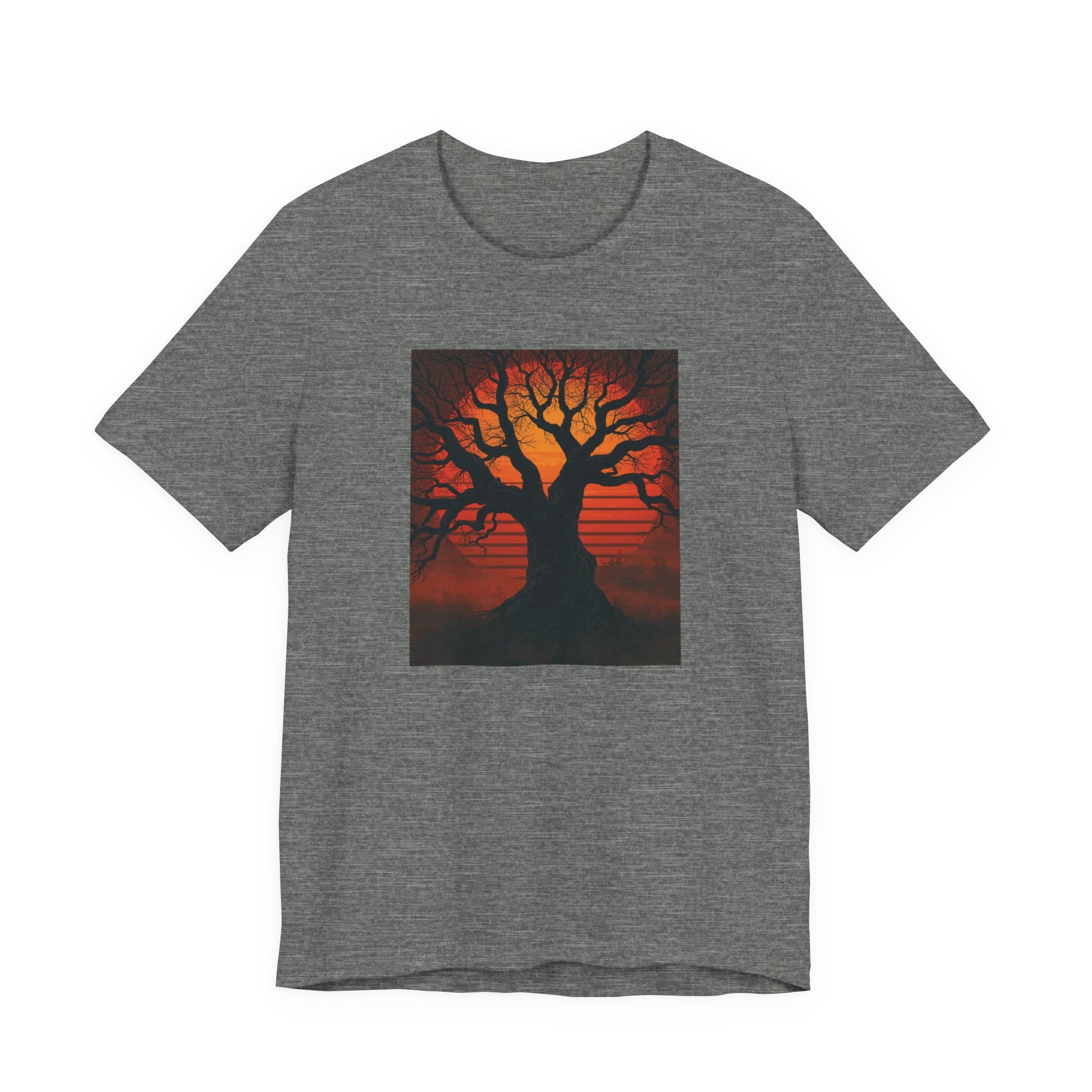 Bella+Canvas Unisex Jersery Short Sleeve T-Shirt — Tree Silhouette Sunset