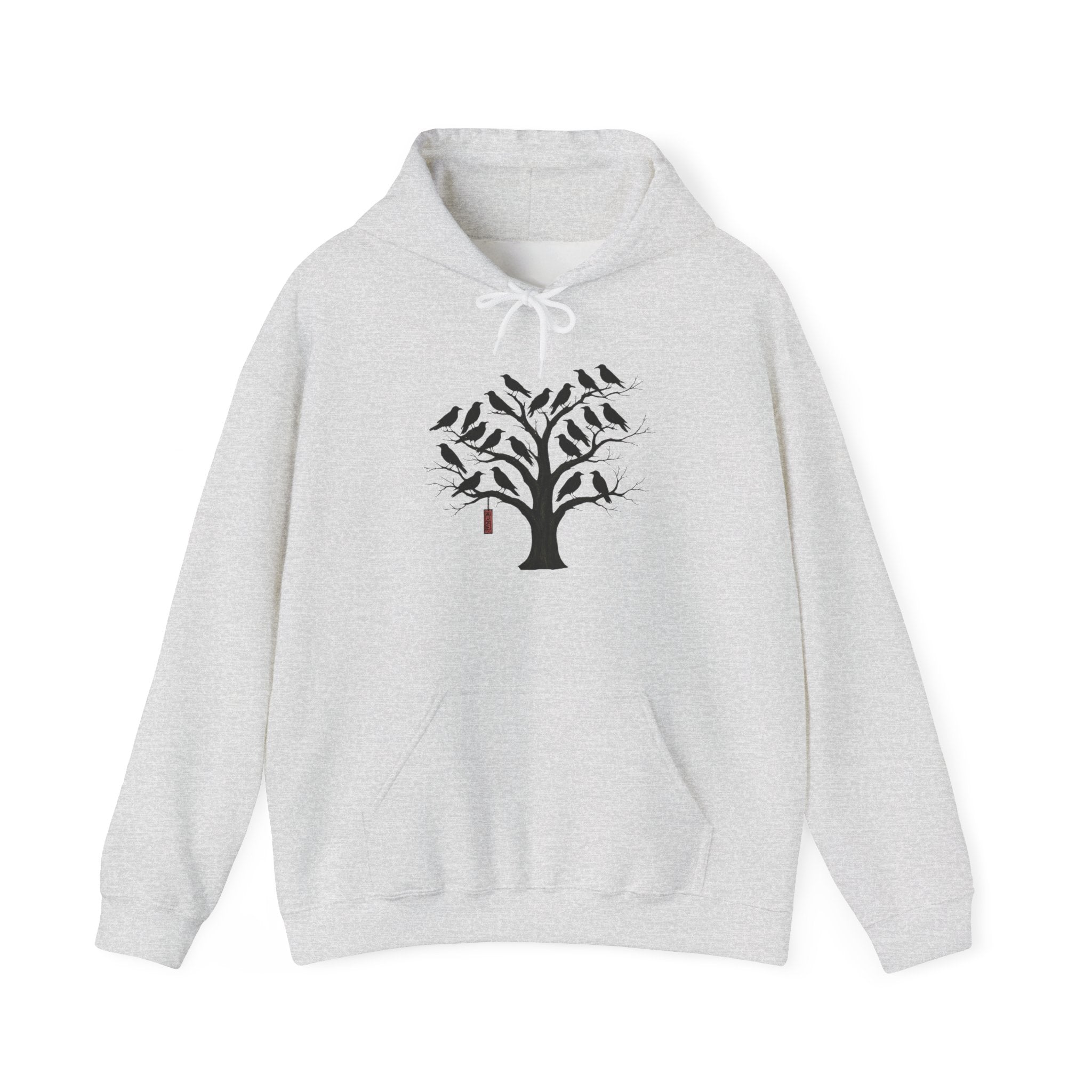 Gildan Heavy Blend Hoodie Unisex Black Bird Tree