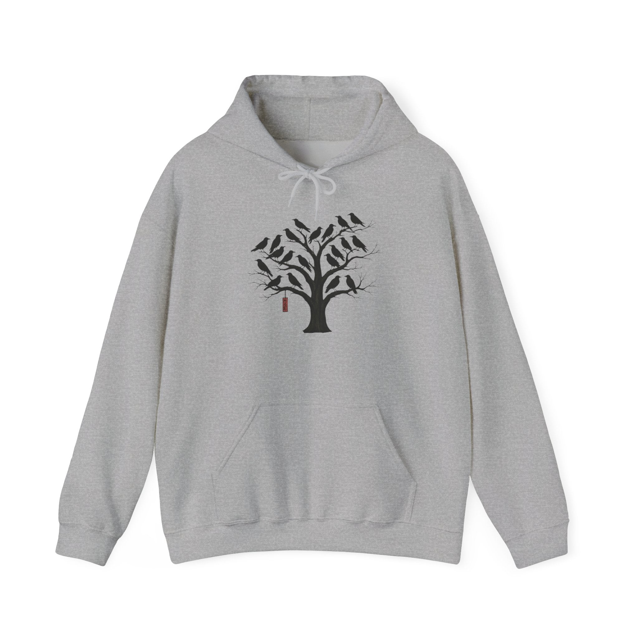 Gildan Heavy Blend Hoodie Unisex Black Bird Tree