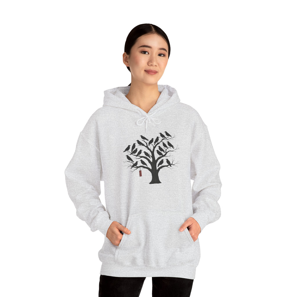 Gildan Heavy Blend Hoodie Unisex Black Bird Tree