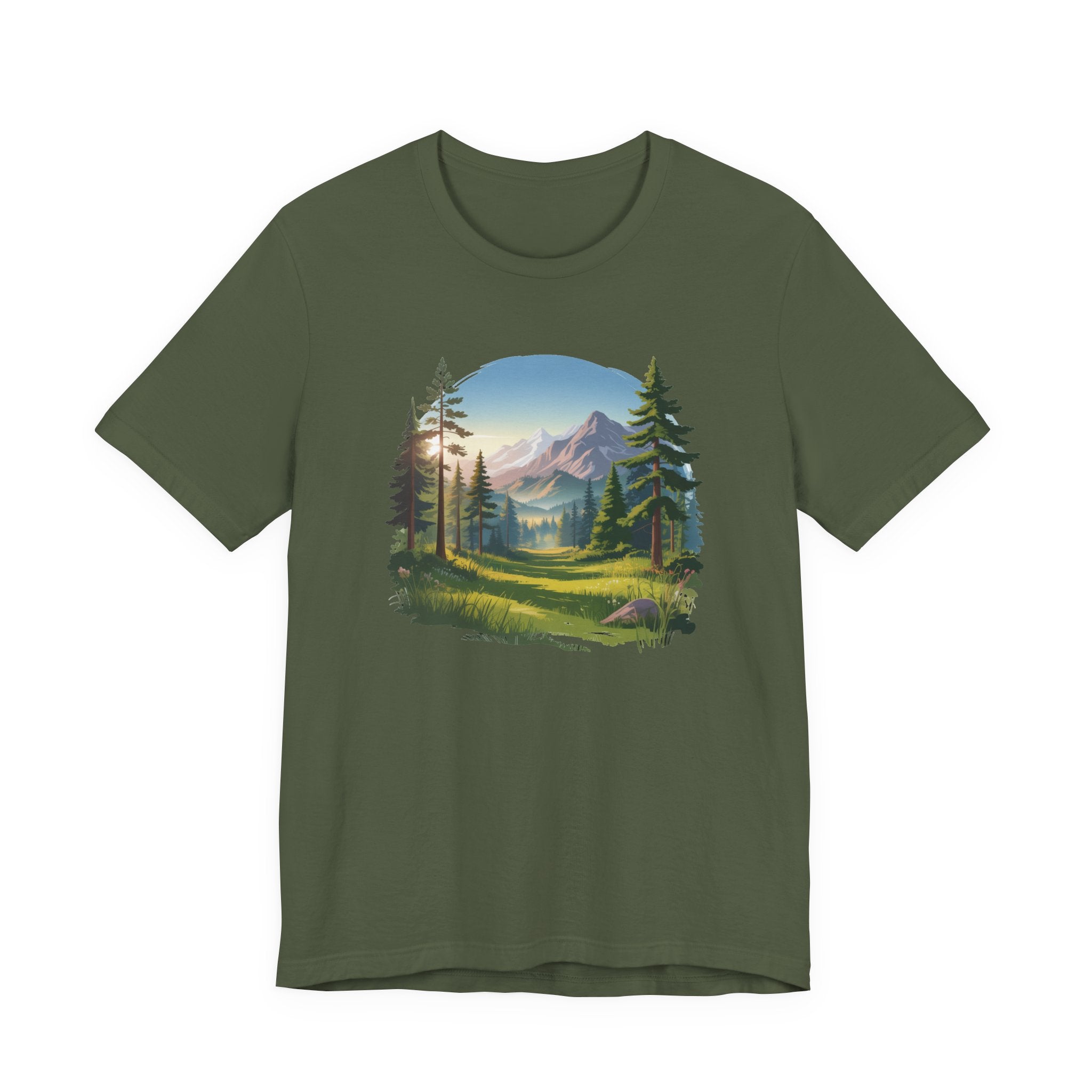 Bella+Canvas Unisex Jersery Short Sleeve Tee Mountain Woodland Design